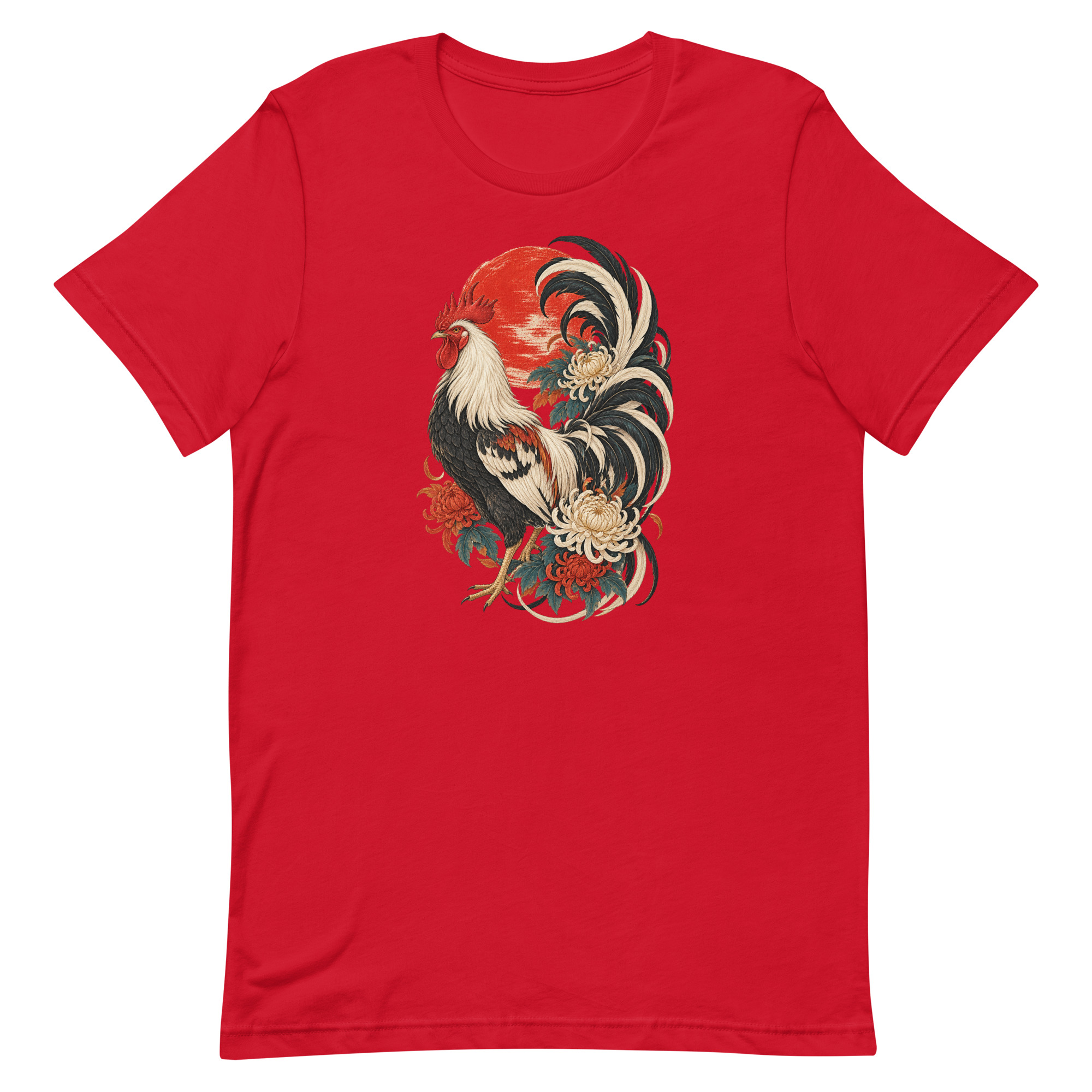 Japanese Rooster Red Sun Chrysanthemum Art, Japanese Art Tee, Mythology Gift - Image 57