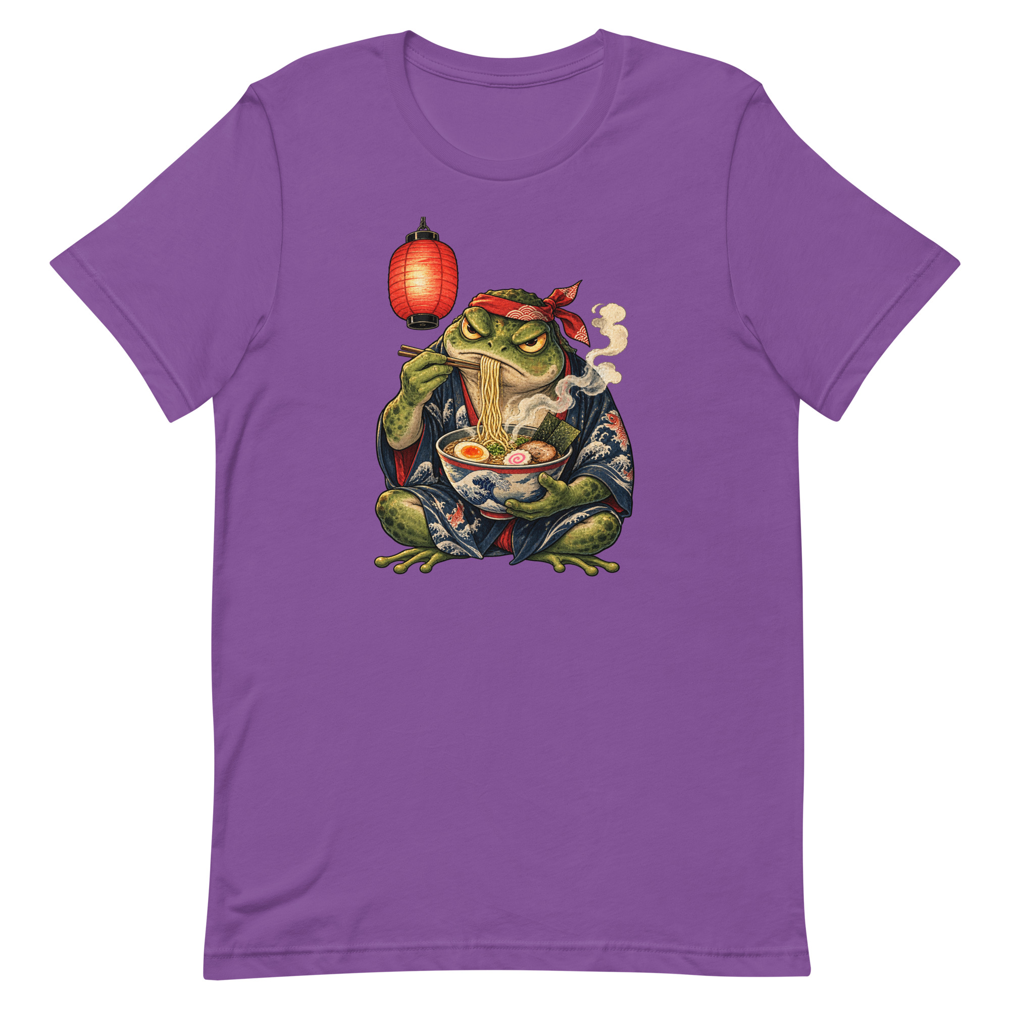 Grumpy Frog Ramen Lantern Japanese Ink Art T-Shirt - Image 60