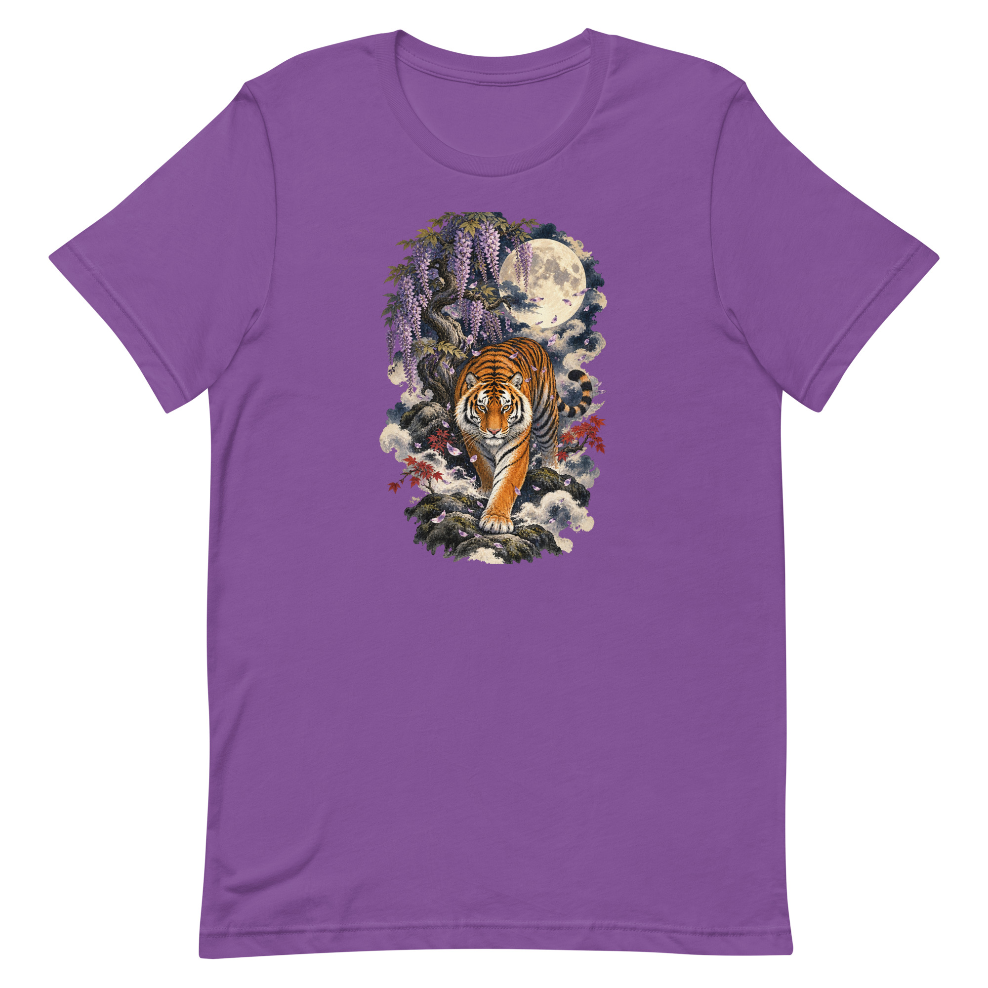 Japanese Tiger Wisteria Full Moon Art, Japanese Art Tee, Mythology Gift - Image 58