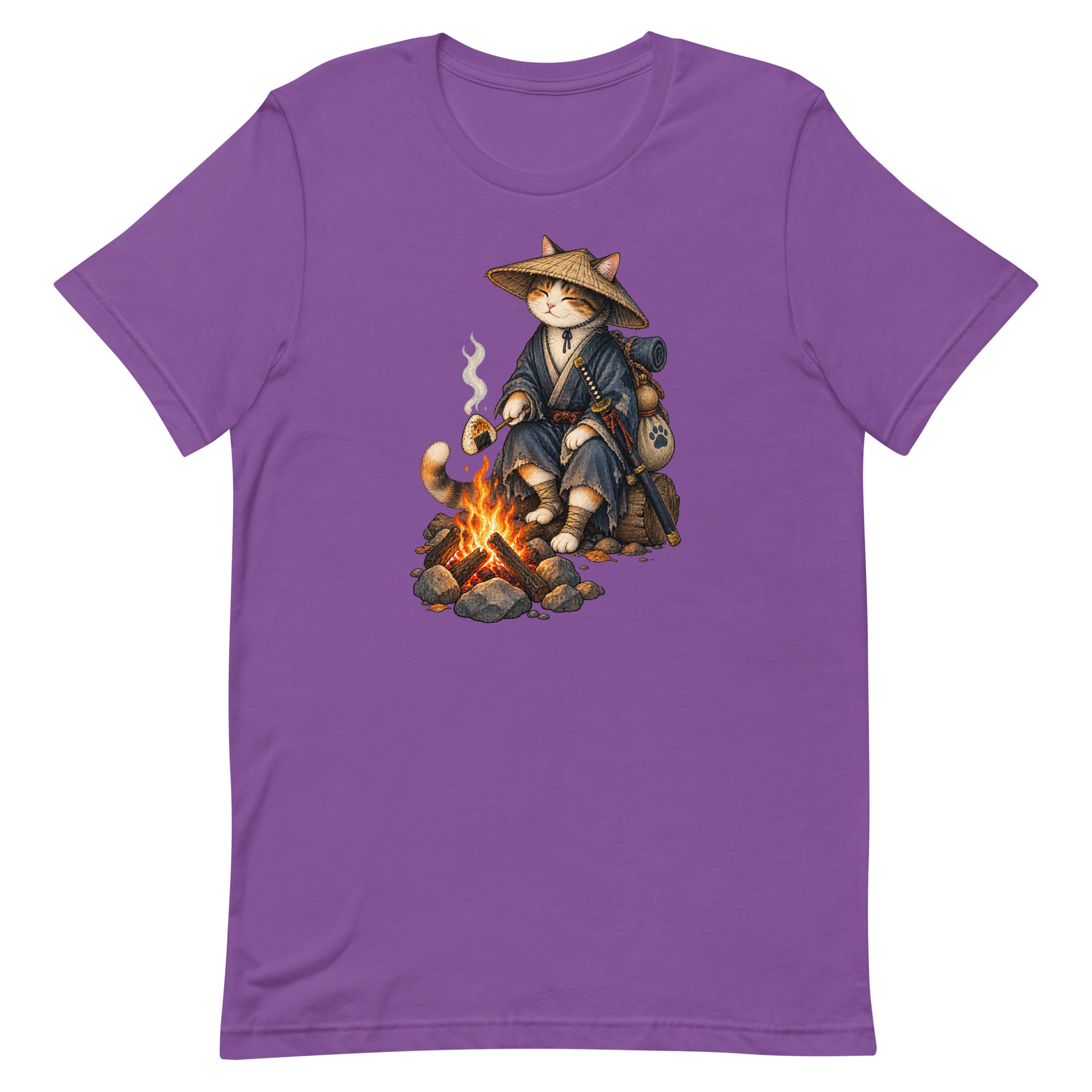 Samurai Cat Onigiri Campfire Japanese Art, Japanese Art Tee, Mythology Gift - Image 60