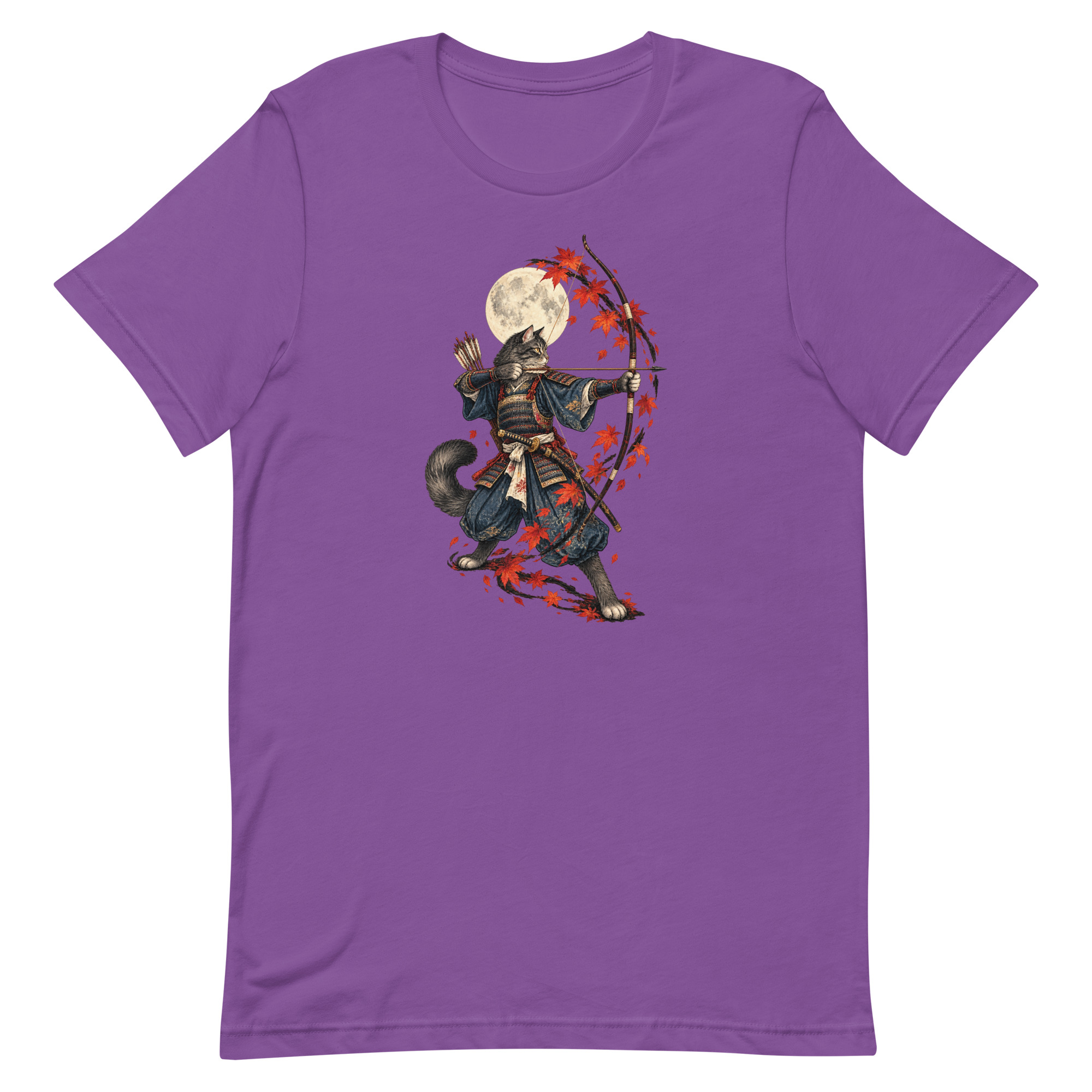 Samurai Cat Archer Maple Moon Japanese Art, Japanese Art Tee, Mythology Gift - Image 60