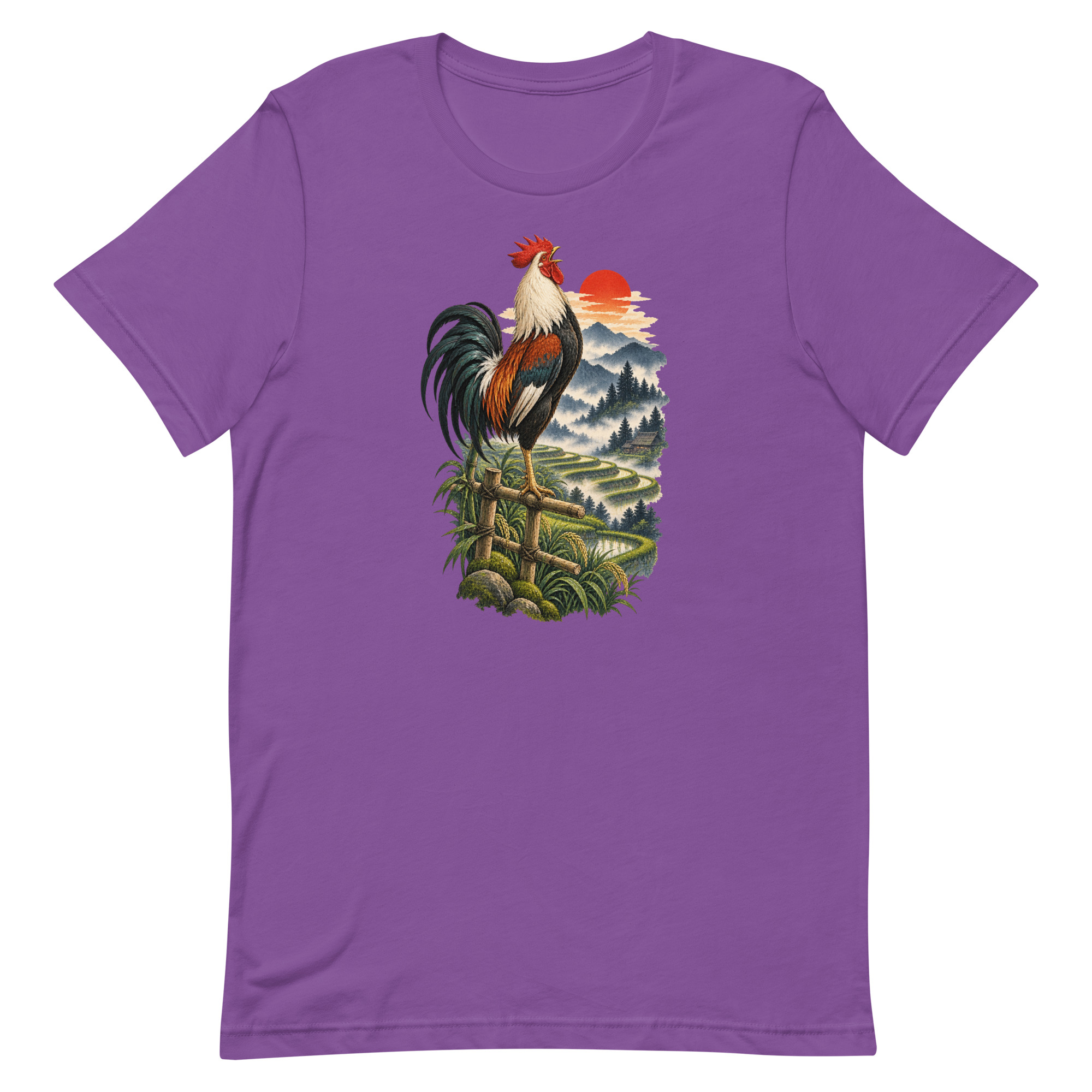 Japanese Rooster Rice Terrace Sunrise Art, Japanese Art Tee, Mythology Gift - Image 58