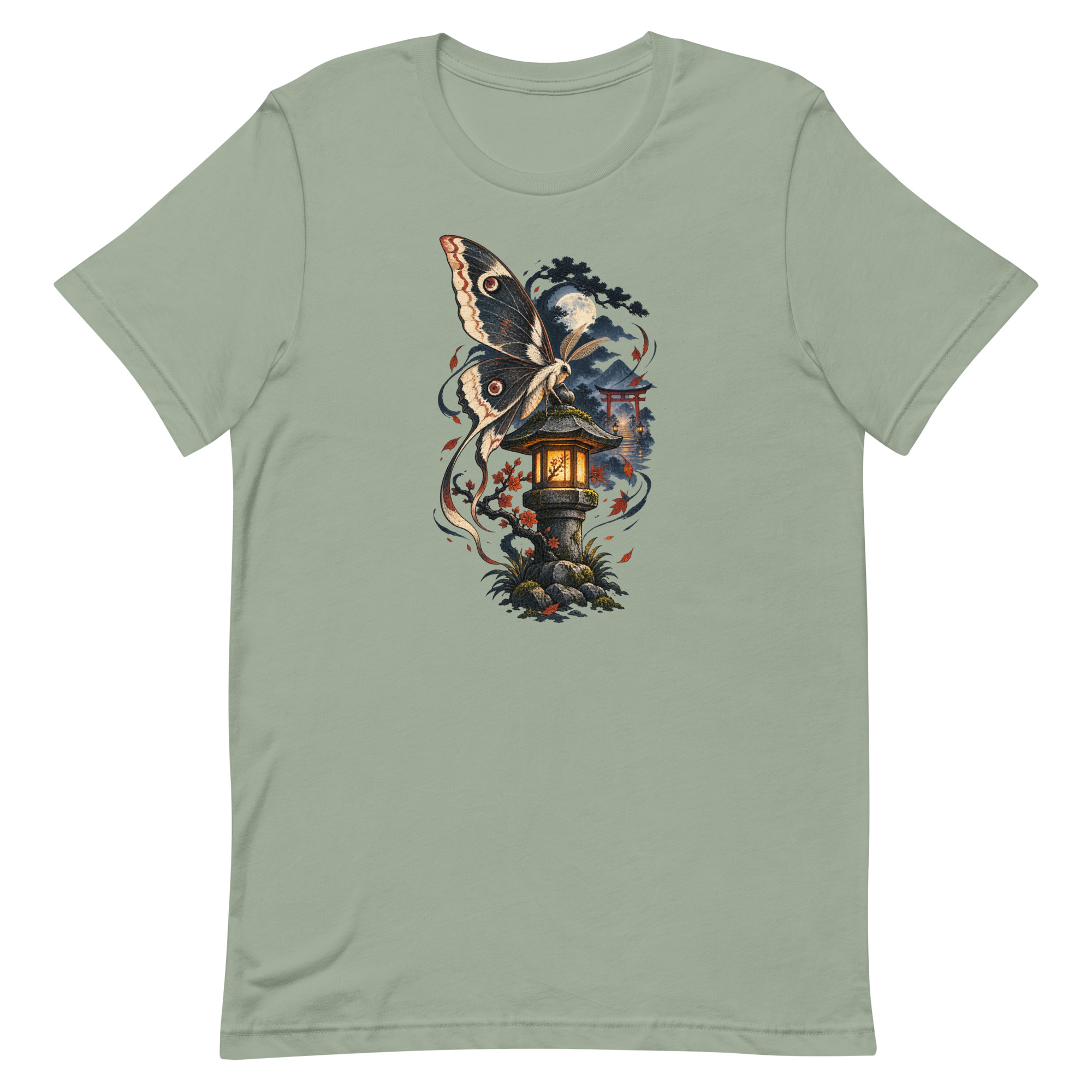 Japanese Moth Lantern Shrine Night Yokai Art T-Shirt - Image 82