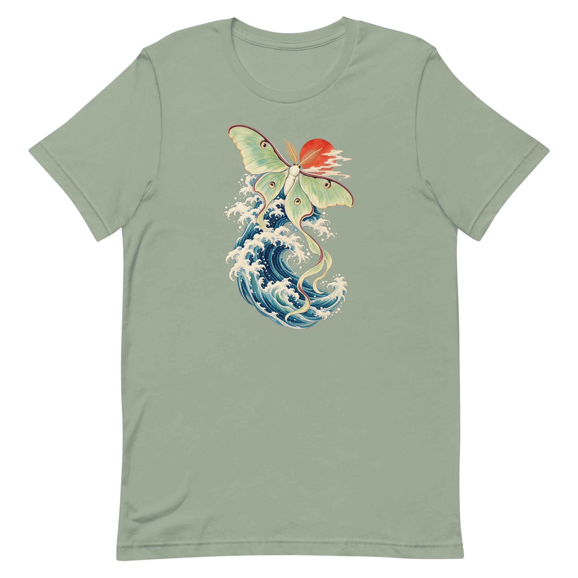 Luna Moth Great Wave Japanese Ukiyo-e Art T-Shirt - Image 82
