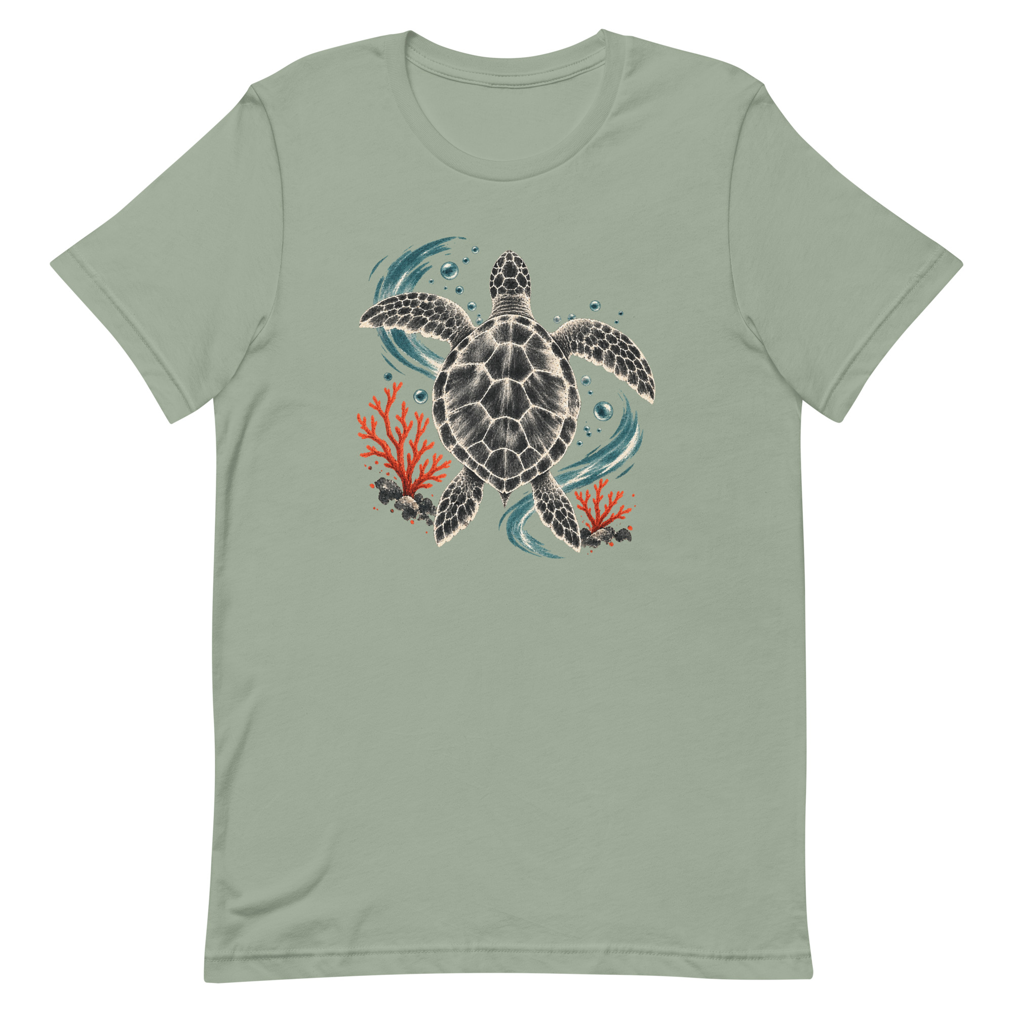 Gyotaku Sea Turtle Coral Japanese Print Art, Japanese Art Tee, Mythology Gift - Image 84