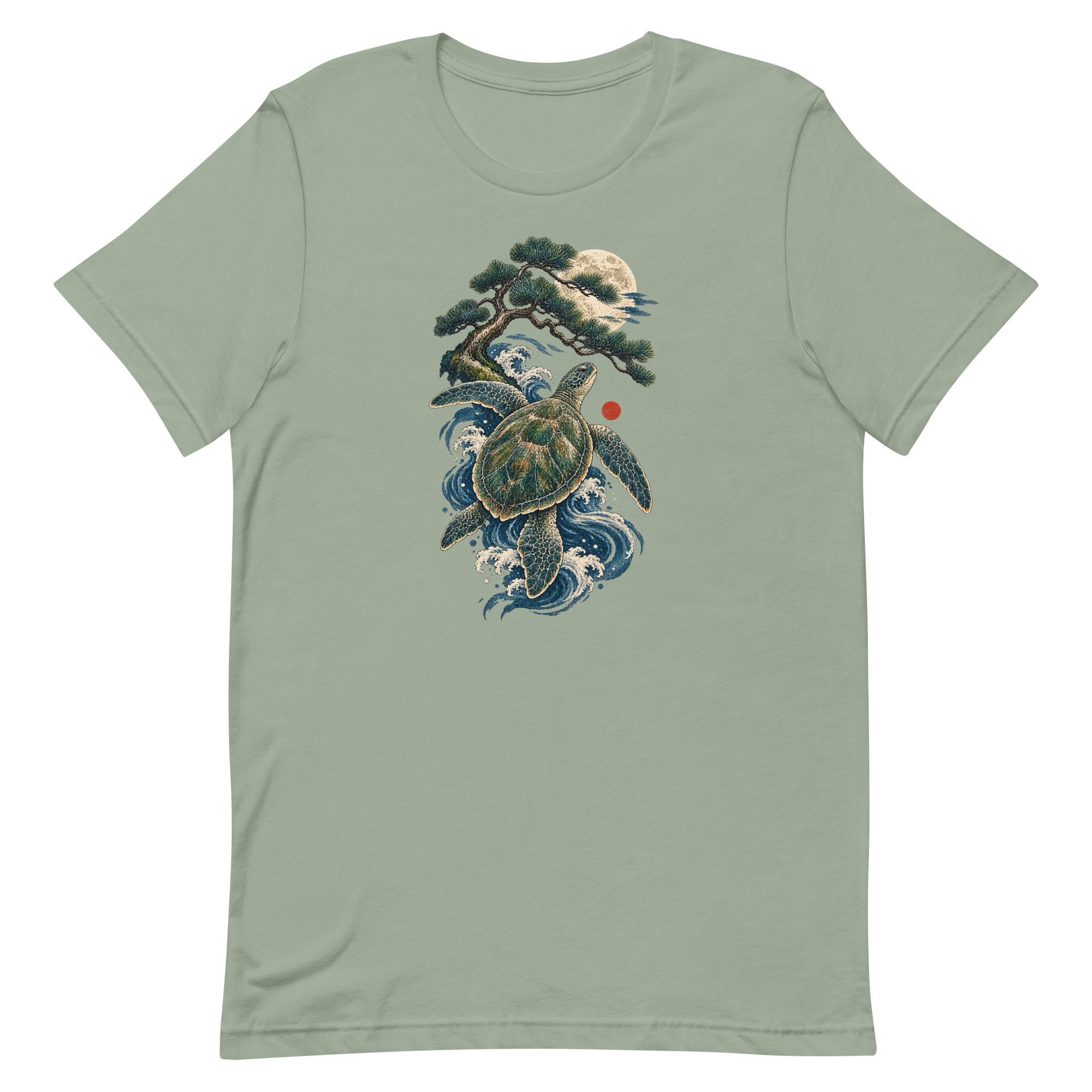 Ancient Sea Turtle Pine Moon Japanese Art, Japanese Art Tee, Mythology Gift - Image 82