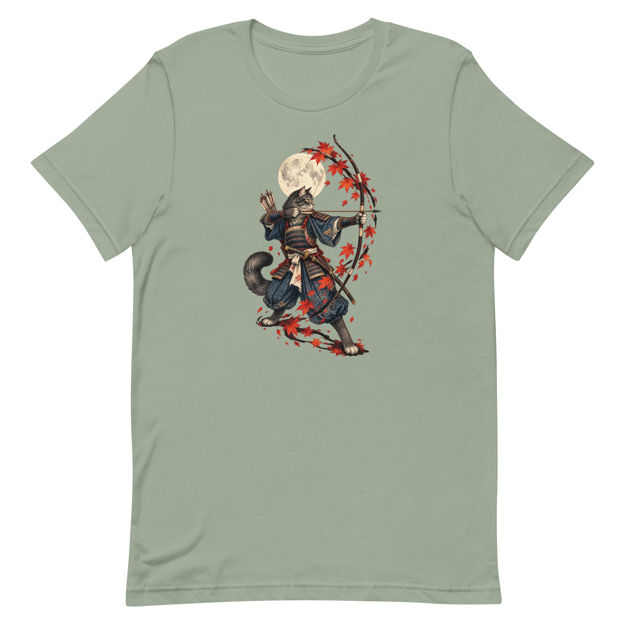 Samurai Cat Archer Maple Moon Japanese Art, Japanese Art Tee, Mythology Gift - Image 84