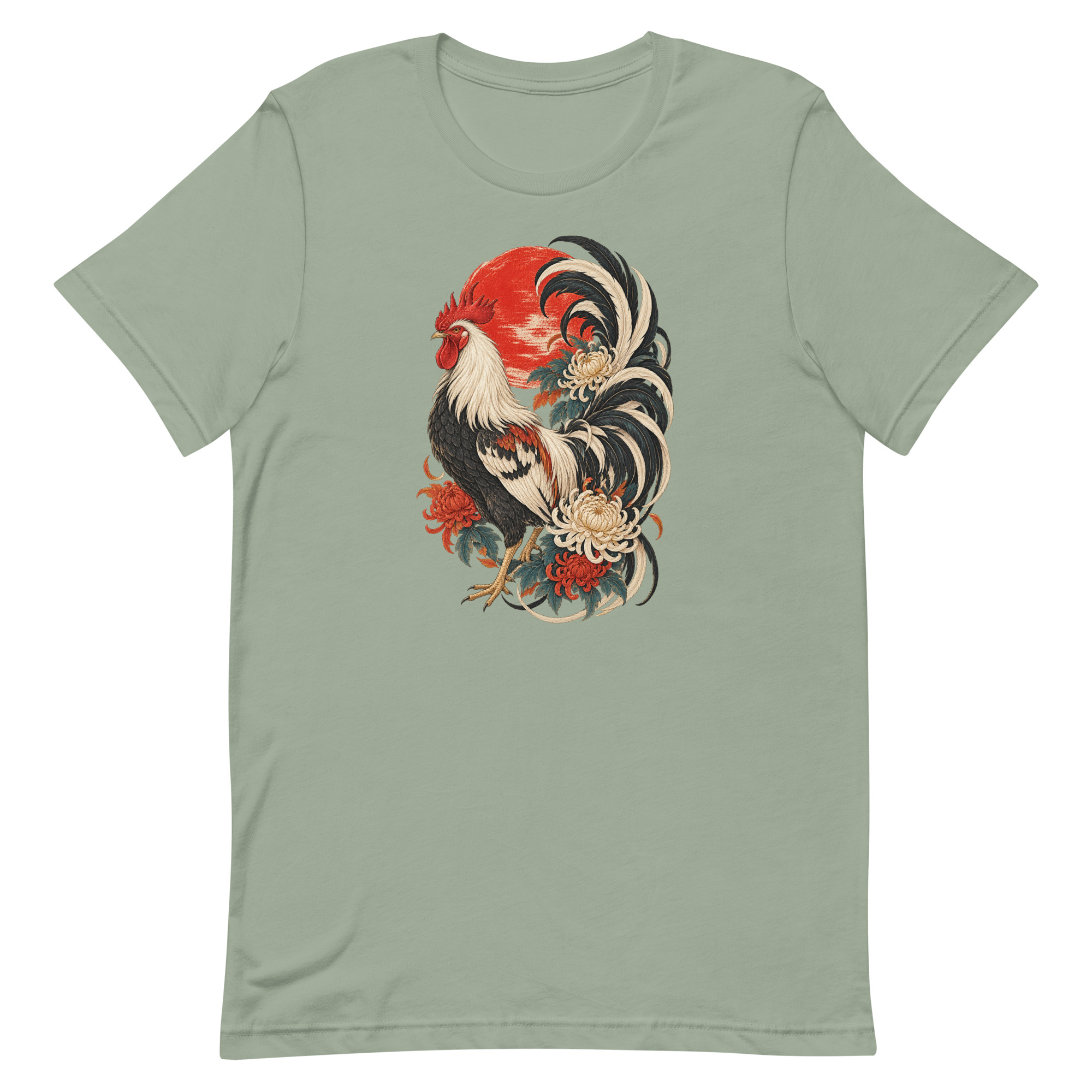 Japanese Rooster Red Sun Chrysanthemum Art, Japanese Art Tee, Mythology Gift - Image 82