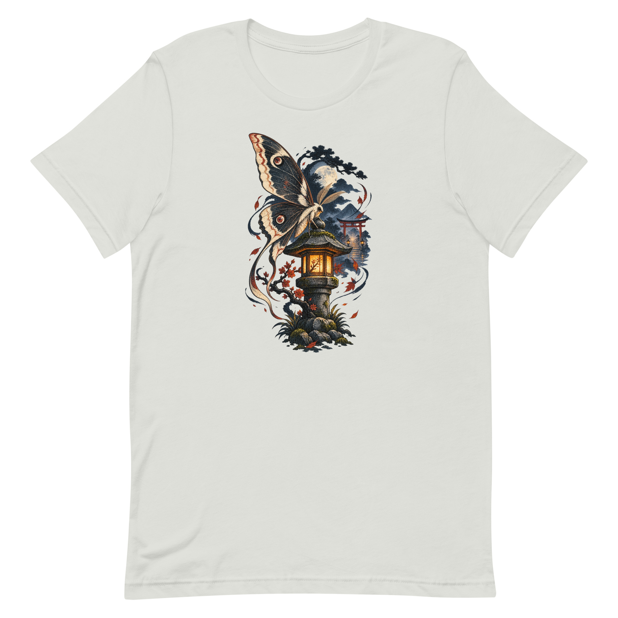 Japanese Moth Lantern Shrine Night Yokai Art T-Shirt - Image 59