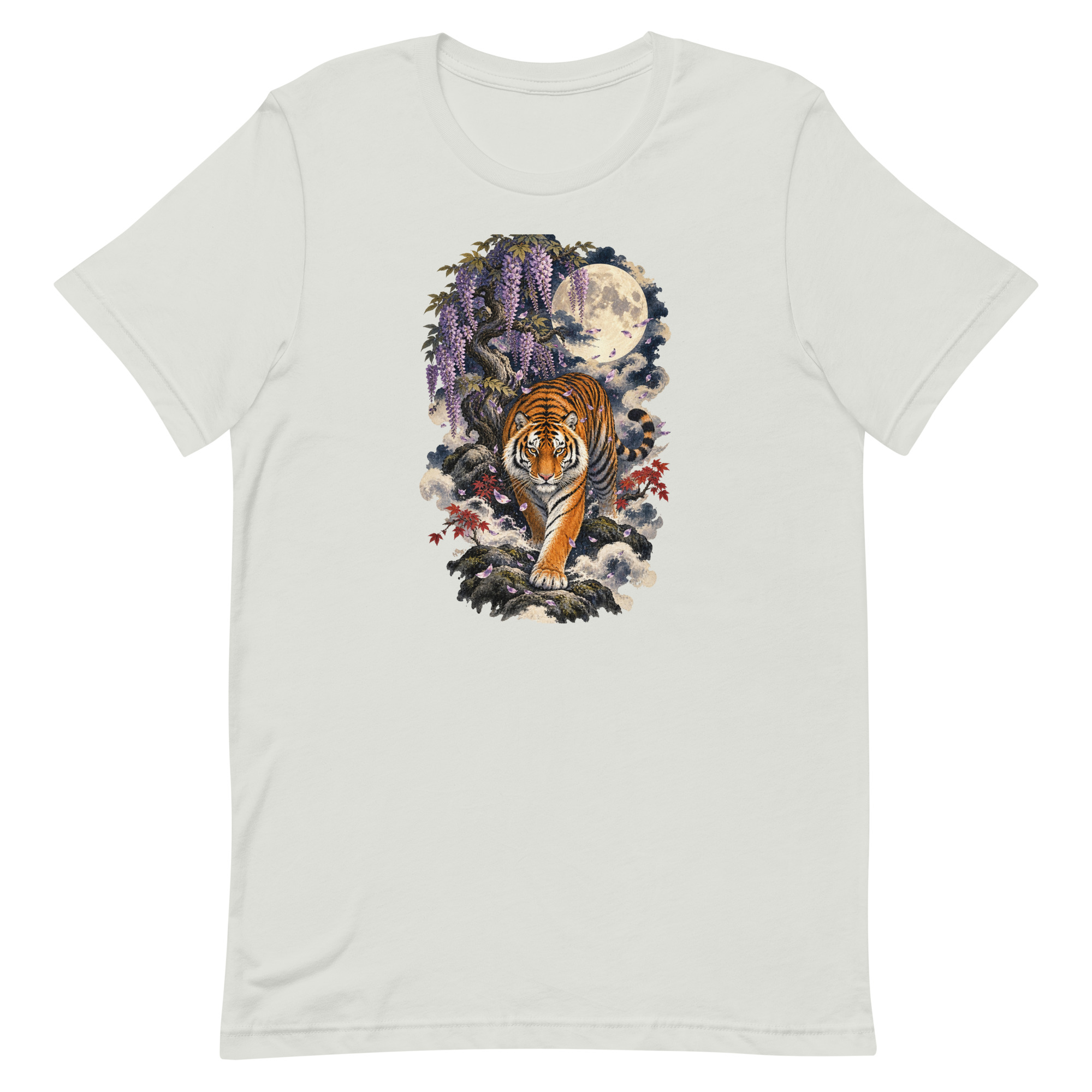 Japanese Tiger Wisteria Full Moon Art, Japanese Art Tee, Mythology Gift - Image 59