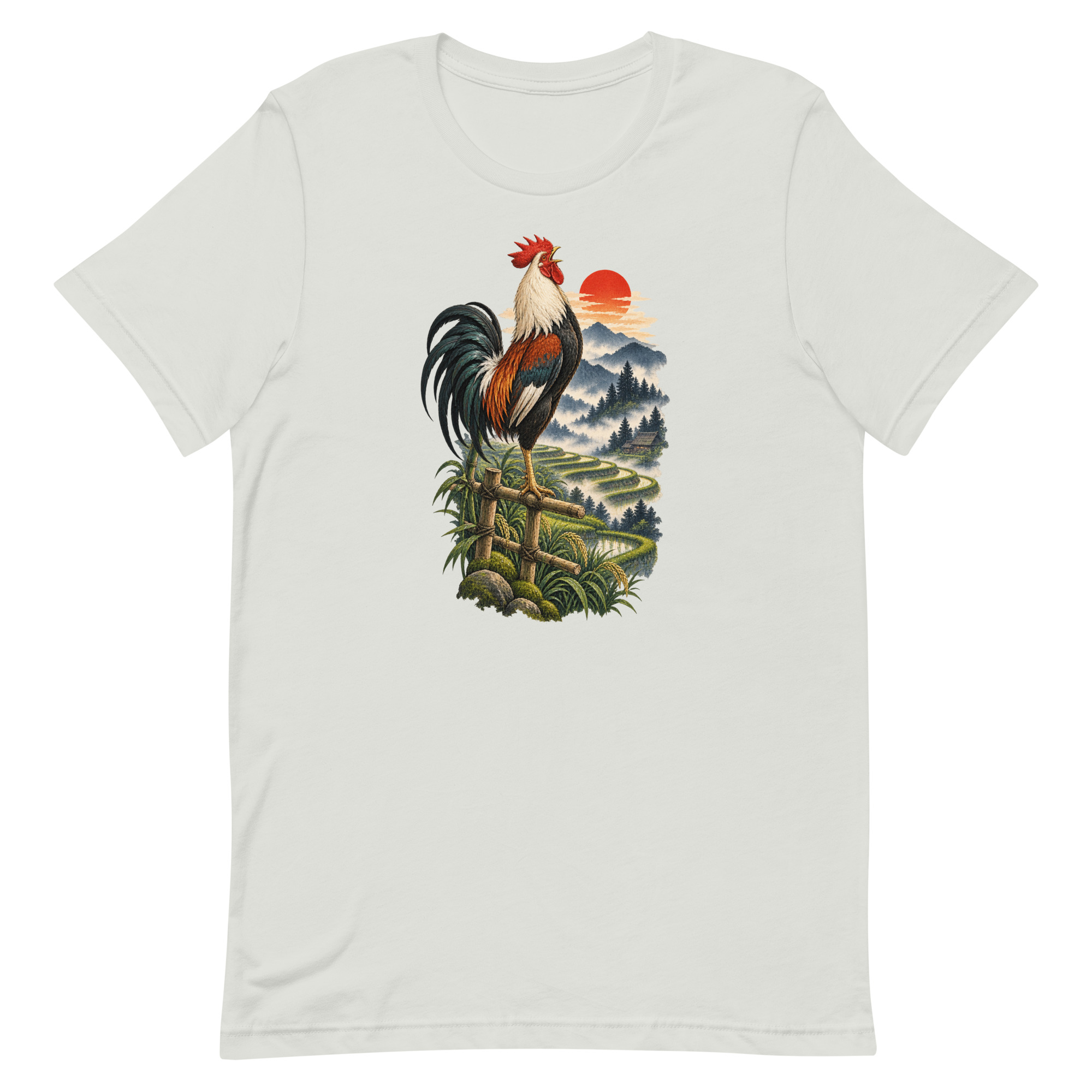 Japanese Rooster Rice Terrace Sunrise Art, Japanese Art Tee, Mythology Gift - Image 59