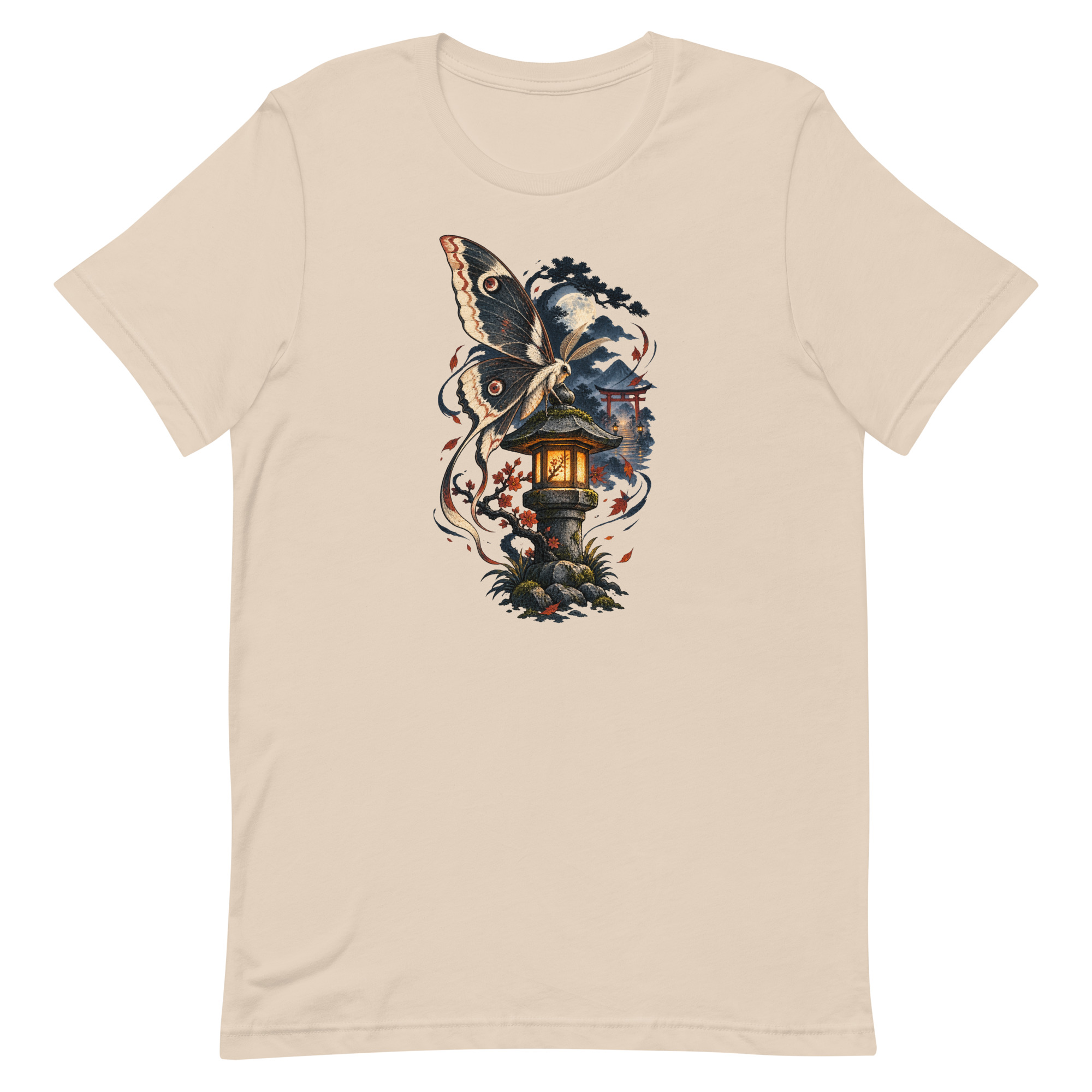 Japanese Moth Lantern Shrine Night Yokai Art T-Shirt - Image 60