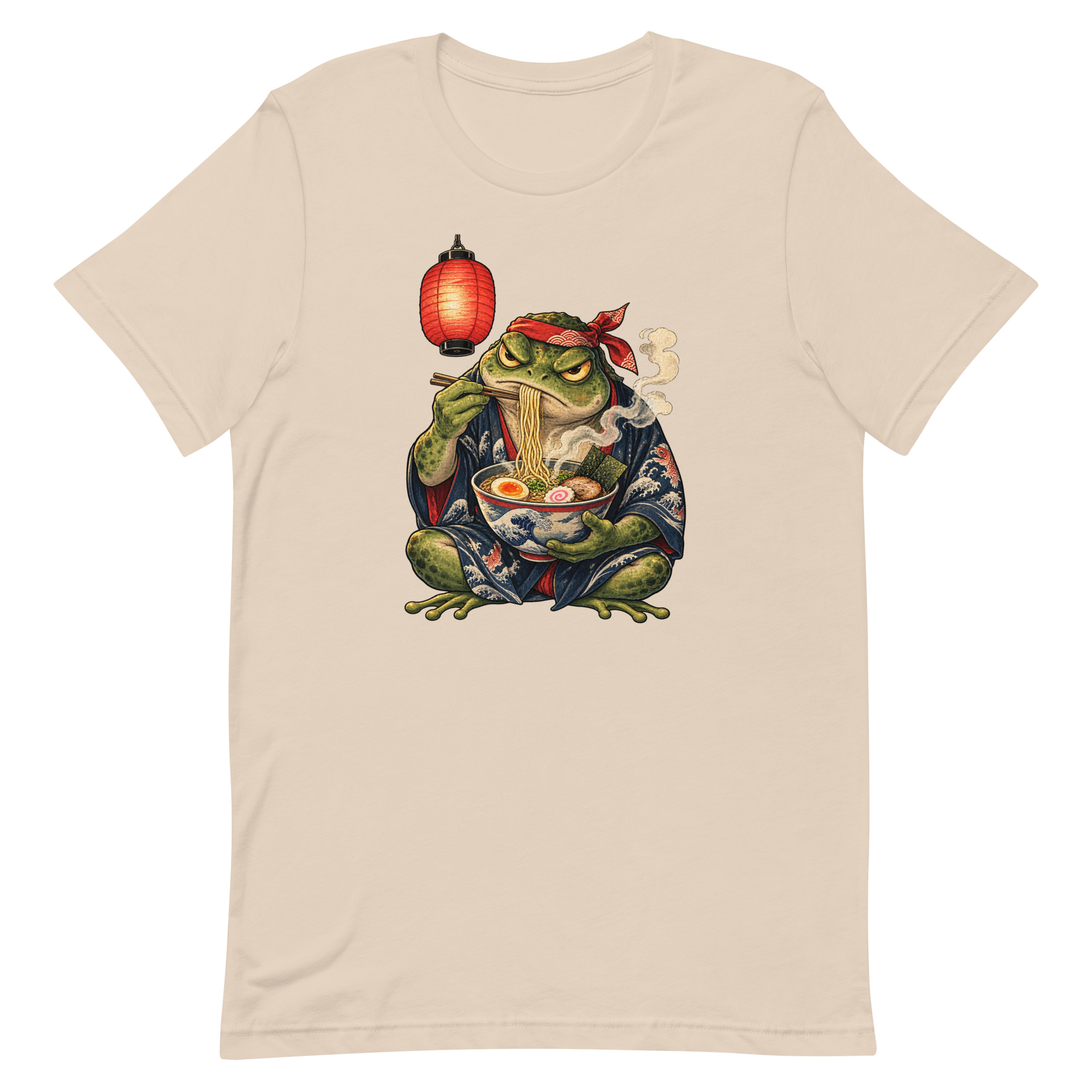 Grumpy Frog Ramen Lantern Japanese Ink Art T-Shirt - Image 62