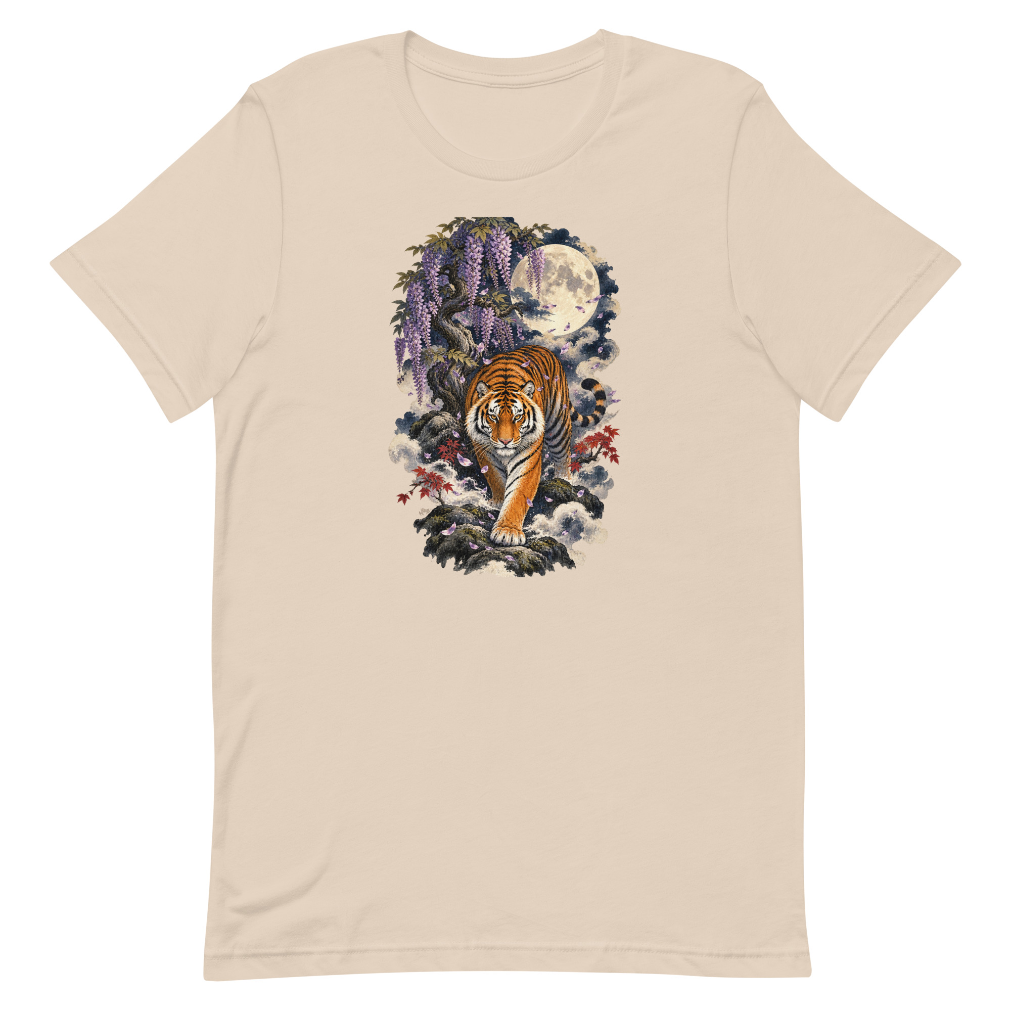 Japanese Tiger Wisteria Full Moon Art, Japanese Art Tee, Mythology Gift - Image 60