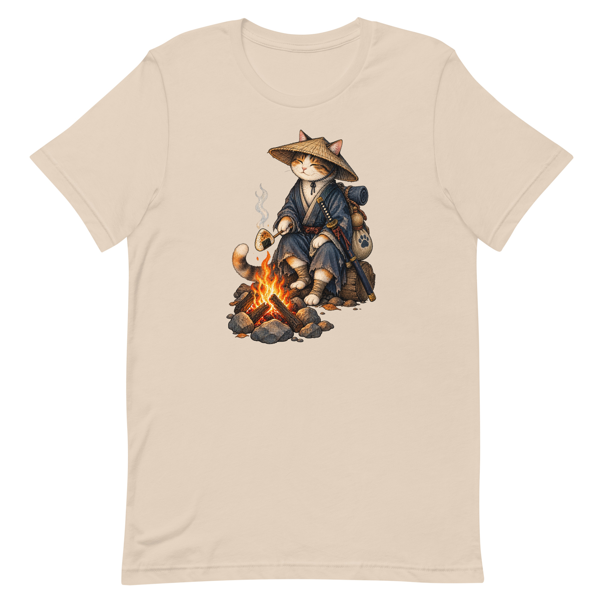 Samurai Cat Onigiri Campfire Japanese Art, Japanese Art Tee, Mythology Gift - Image 62