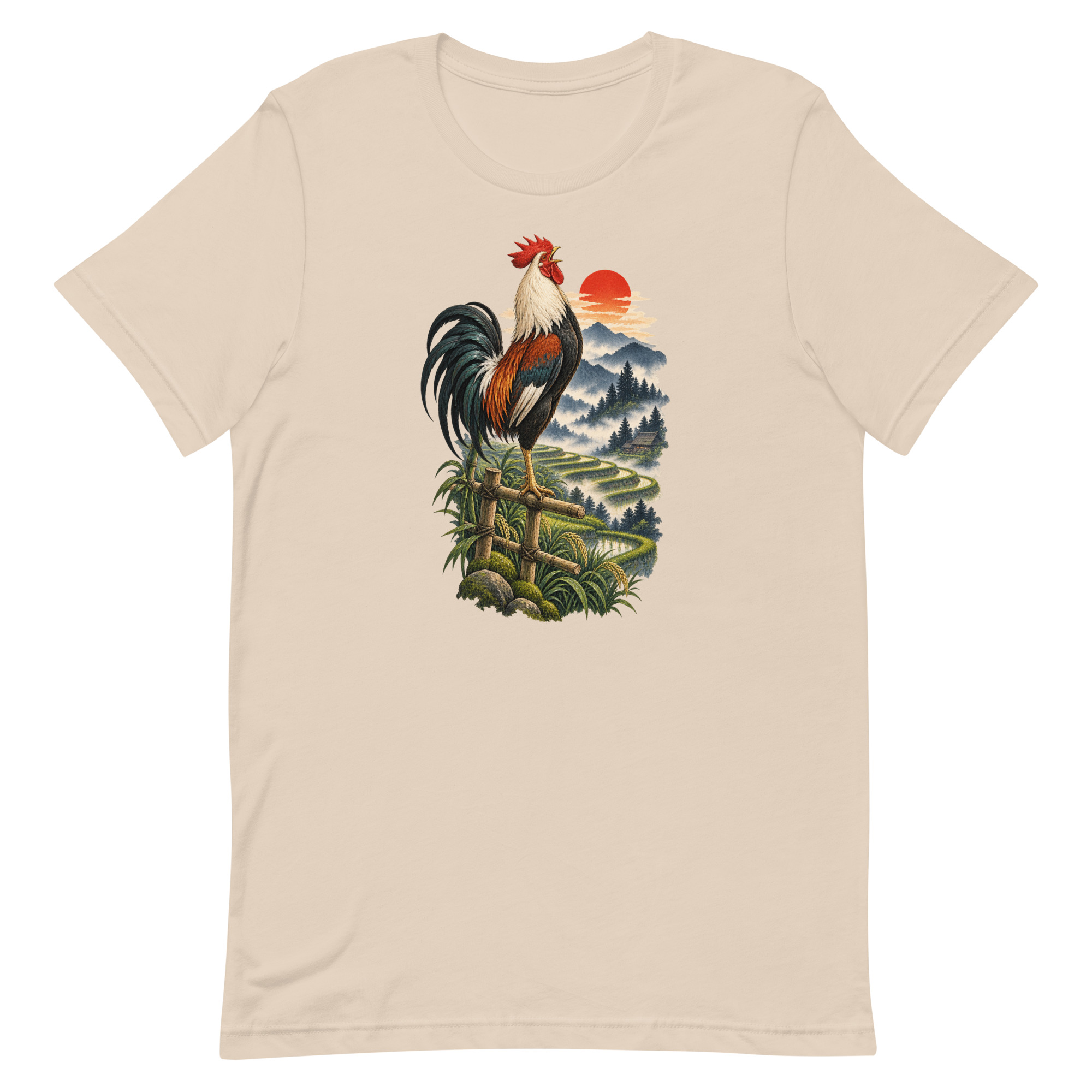 Japanese Rooster Rice Terrace Sunrise Art, Japanese Art Tee, Mythology Gift - Image 60