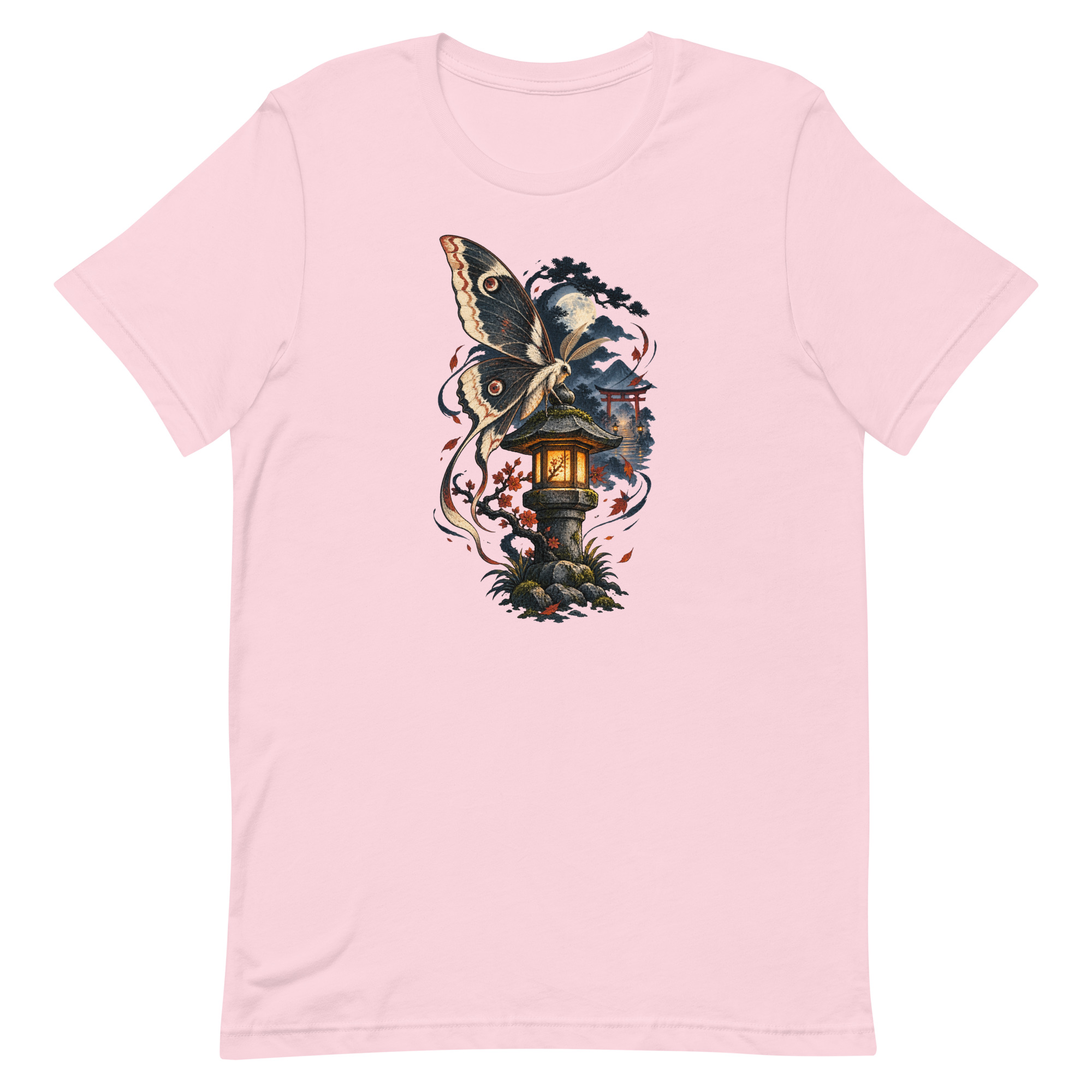 Japanese Moth Lantern Shrine Night Yokai Art T-Shirt - Image 68
