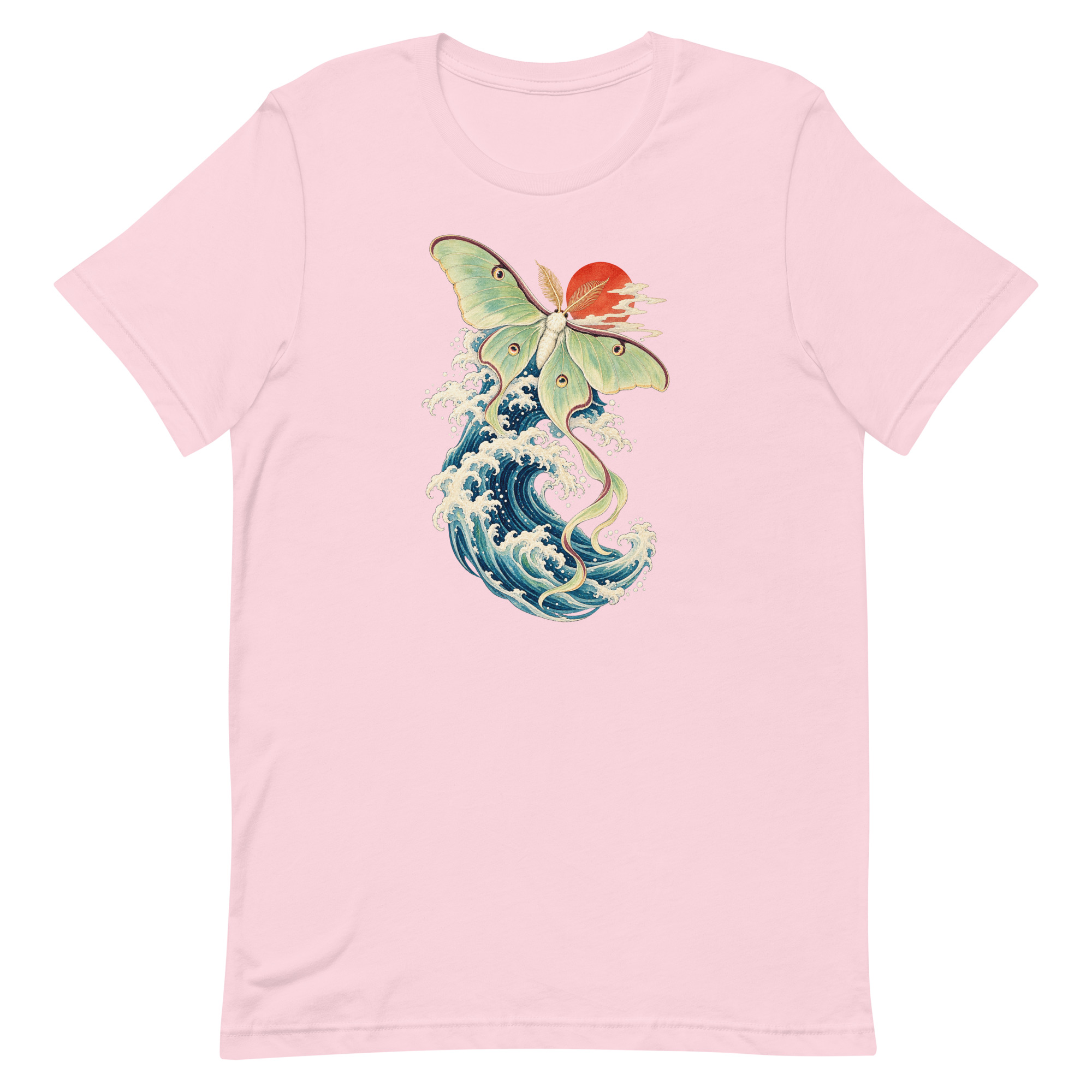 Luna Moth Great Wave Japanese Ukiyo-e Art T-Shirt - Image 68