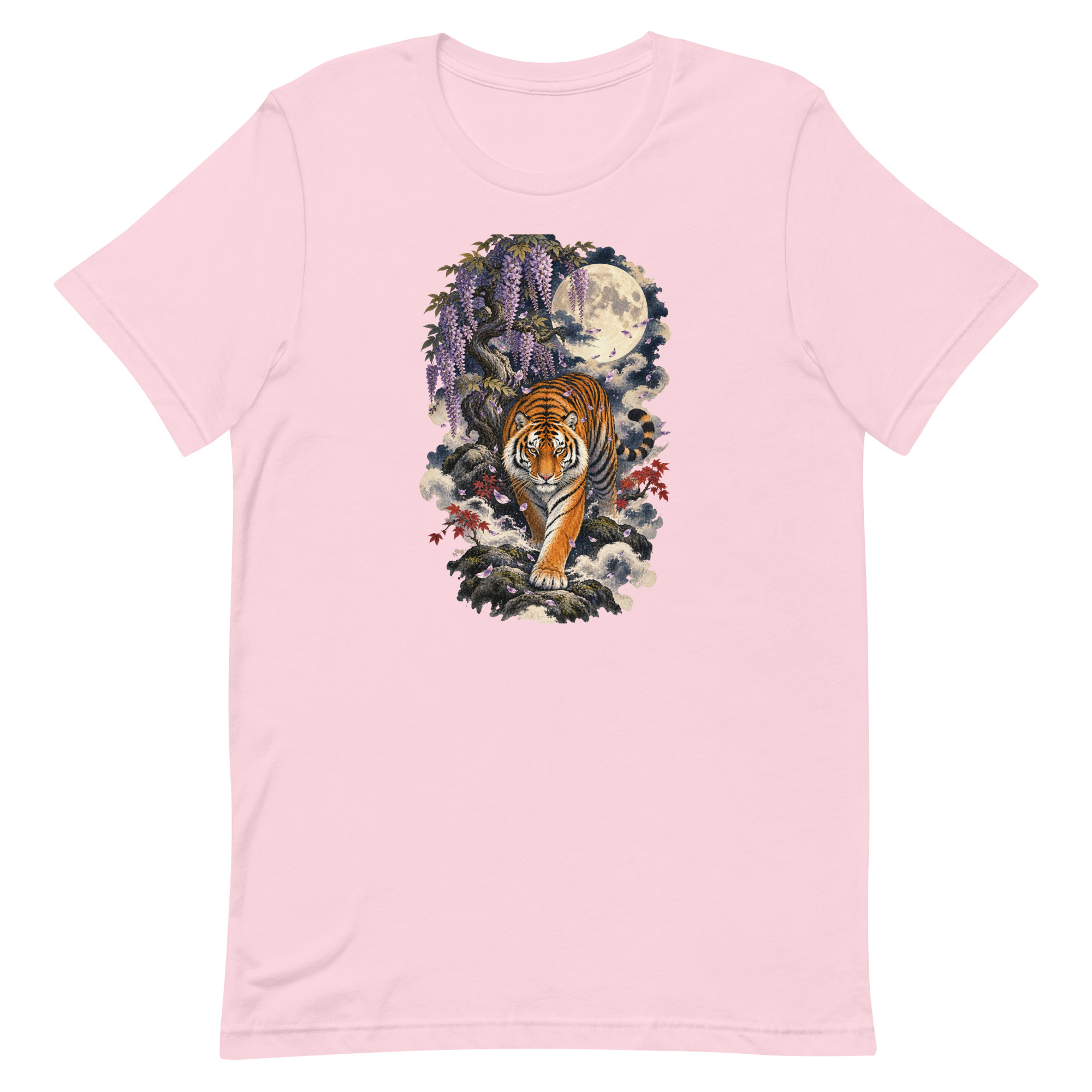 Japanese Tiger Wisteria Full Moon Art, Japanese Art Tee, Mythology Gift - Image 68