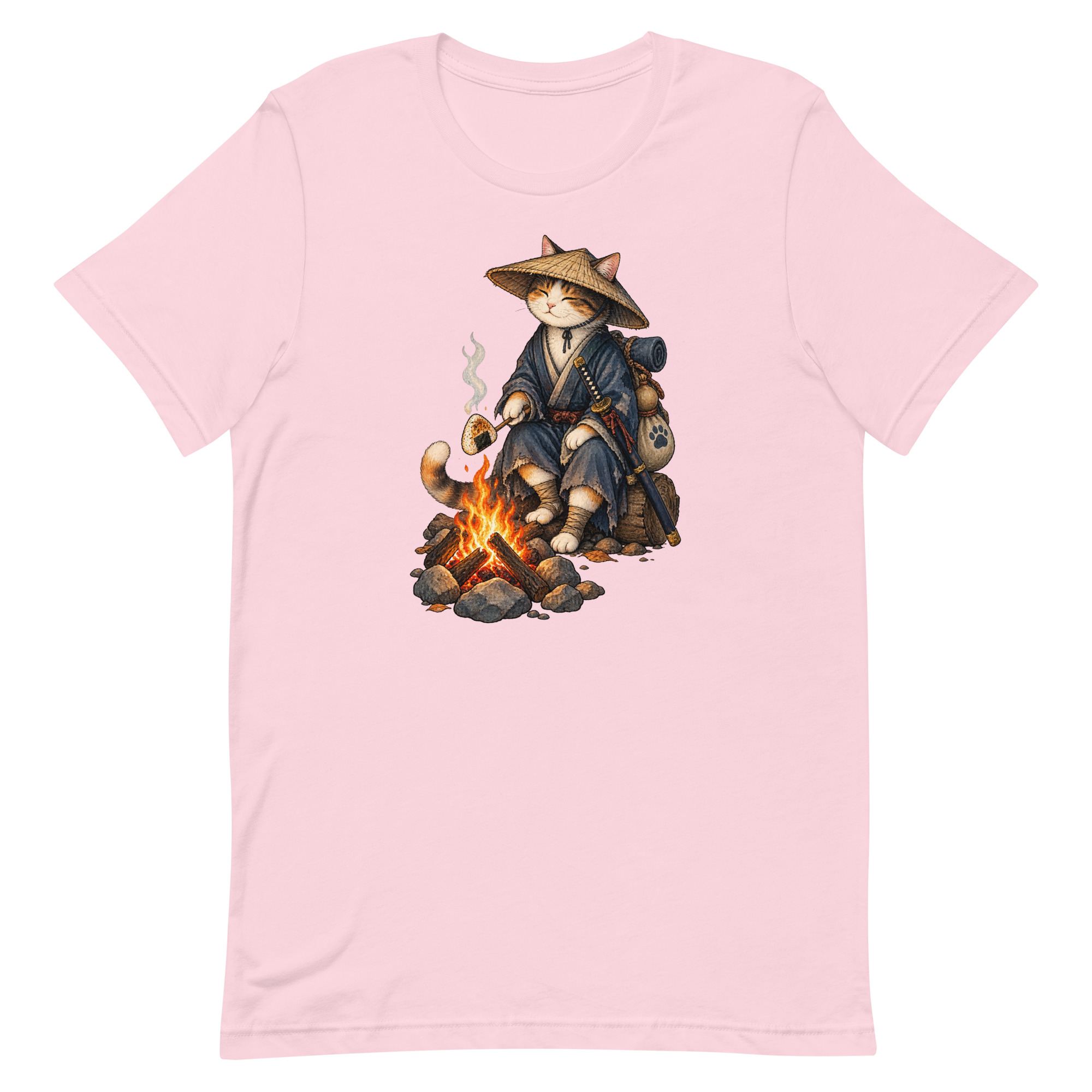 Samurai Cat Onigiri Campfire Japanese Art, Japanese Art Tee, Mythology Gift - Image 70