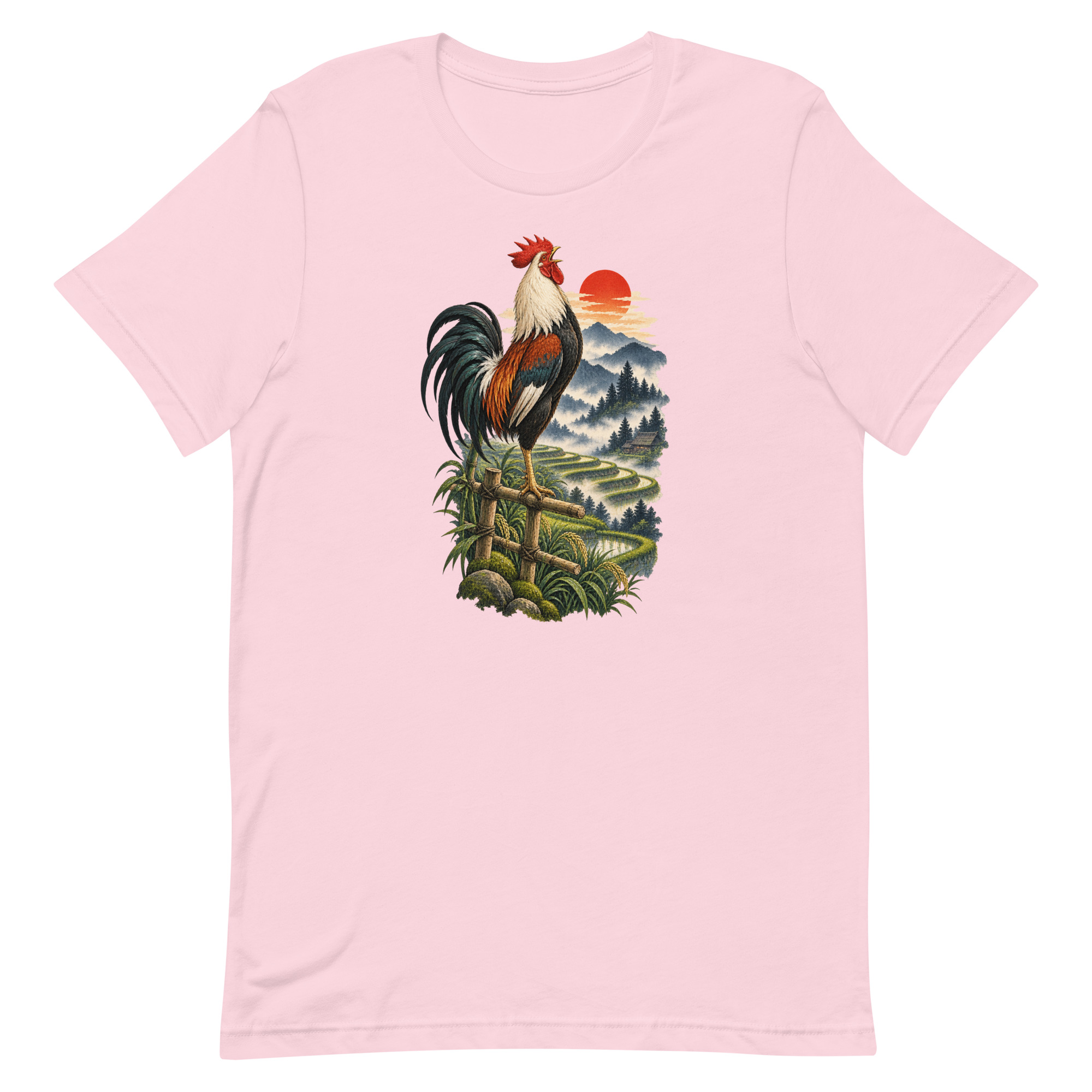 Japanese Rooster Rice Terrace Sunrise Art, Japanese Art Tee, Mythology Gift - Image 68