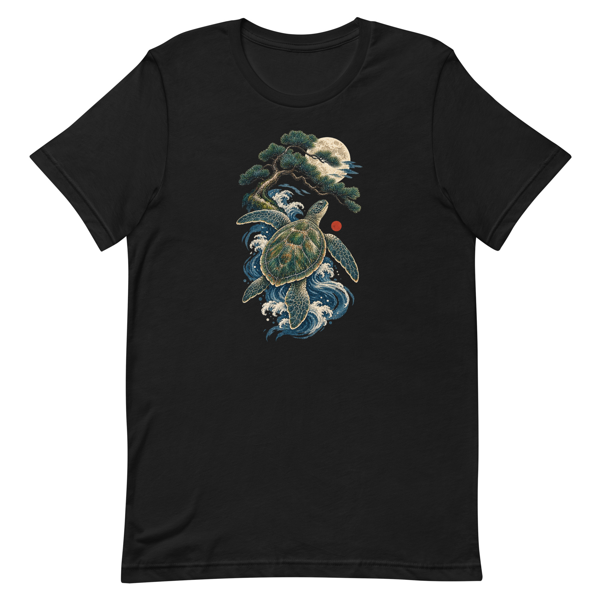 Ancient Sea Turtle Pine Moon Japanese Art, Japanese Art Tee, Mythology Gift - Image 78