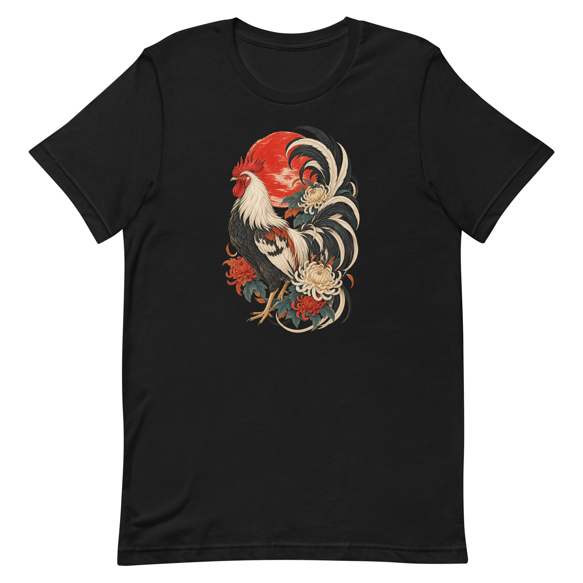 Japanese Rooster Red Sun Chrysanthemum Art, Japanese Art Tee, Mythology Gift - Image 78