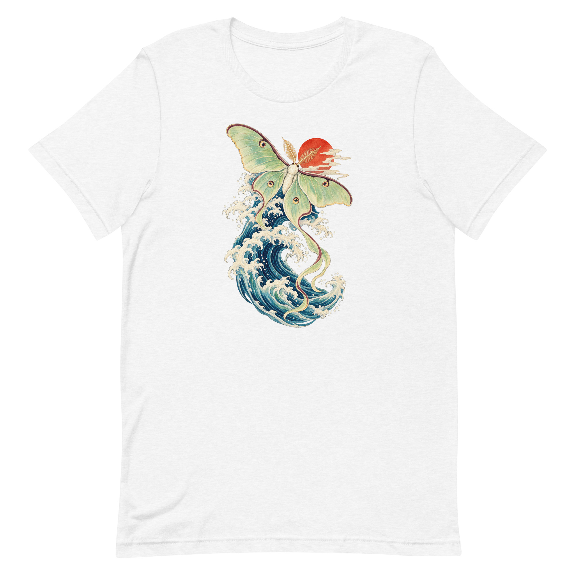 Luna Moth Great Wave Japanese Ukiyo-e Art T-Shirt - Image 92