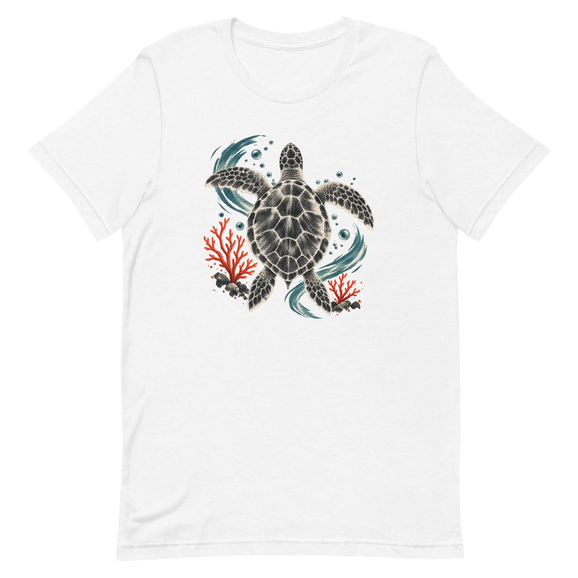 Gyotaku Sea Turtle Coral Japanese Print Art, Japanese Art Tee, Mythology Gift - Image 94