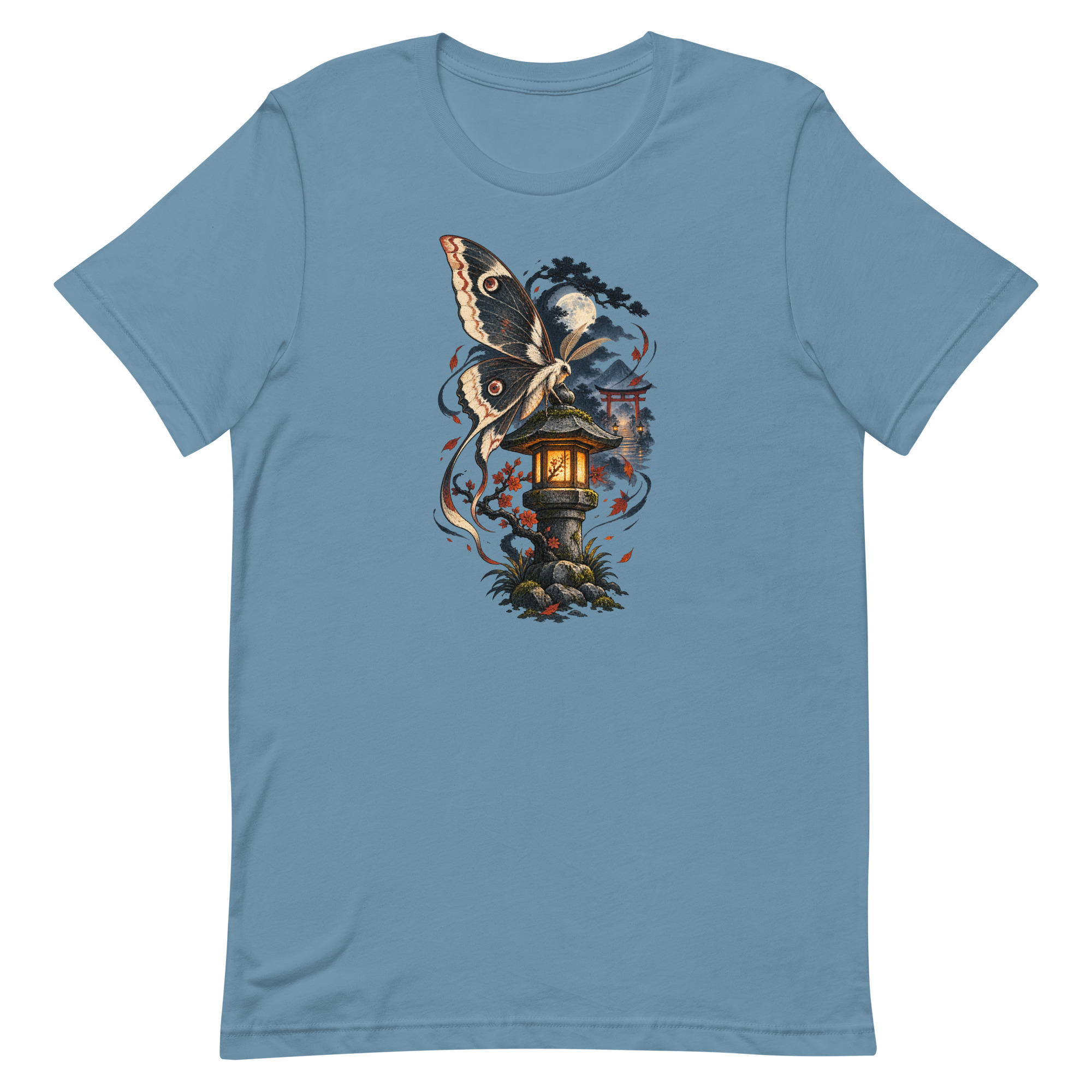 Japanese Moth Lantern Shrine Night Yokai Art T-Shirt - Image 61