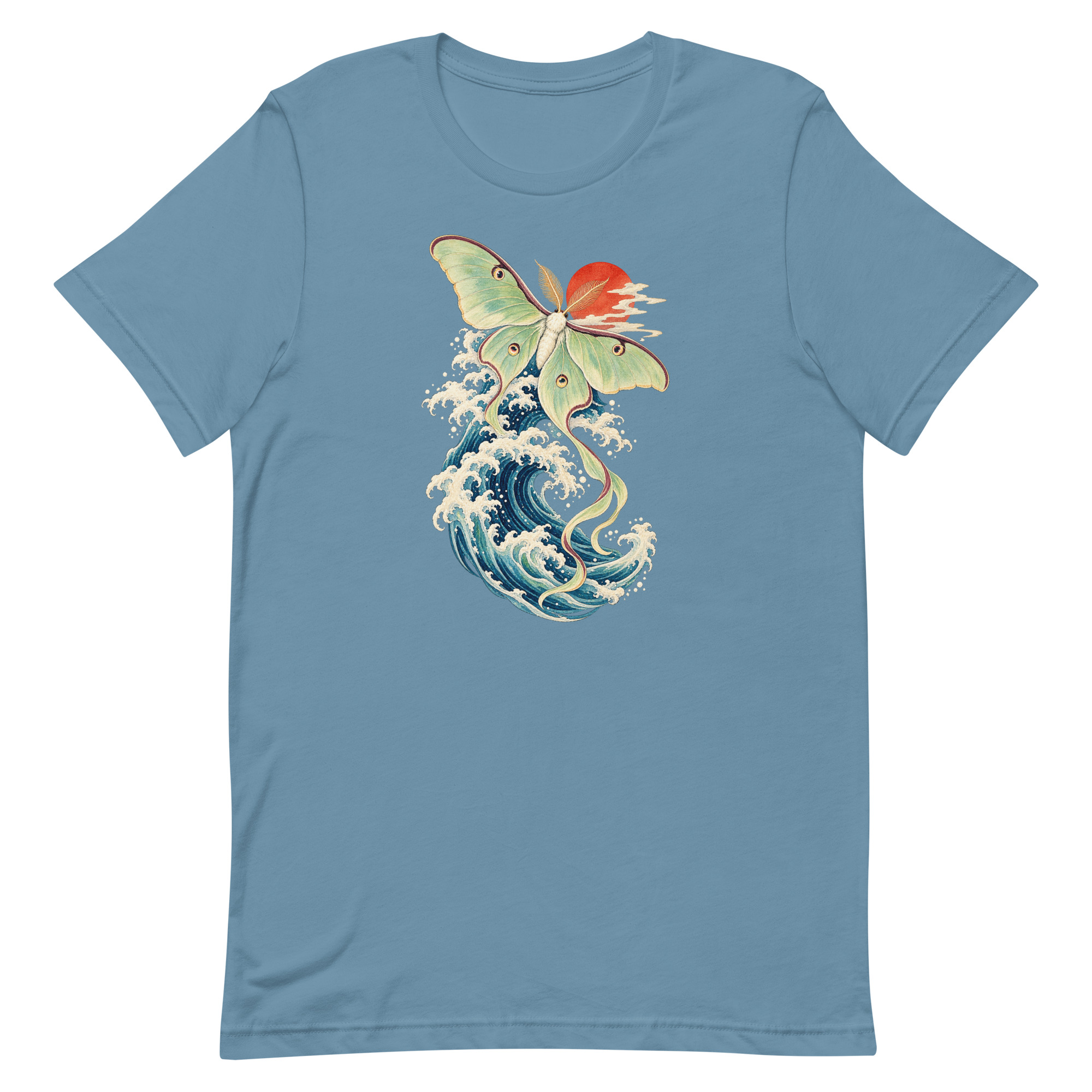 Luna Moth Great Wave Japanese Ukiyo-e Art T-Shirt - Image 61