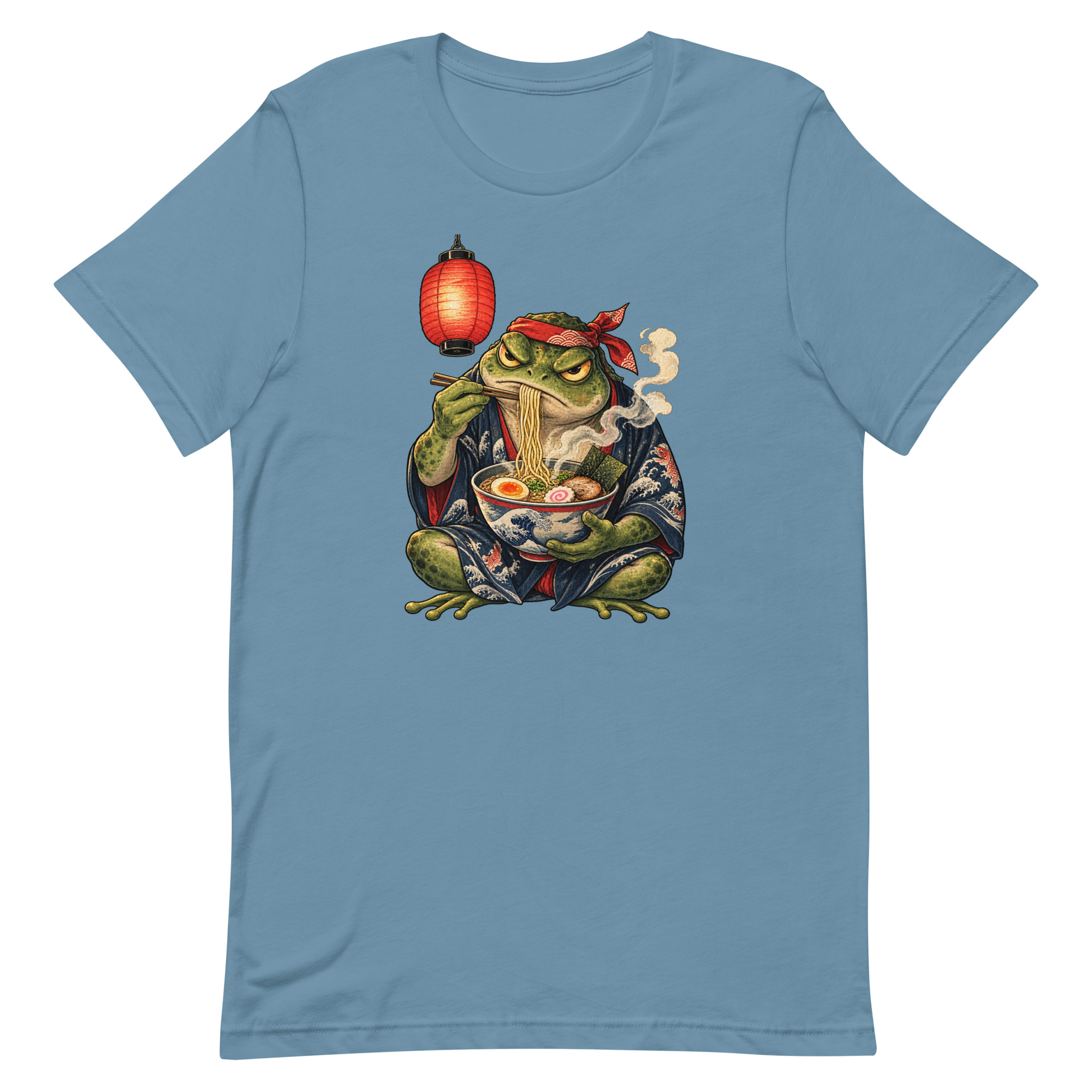 Grumpy Frog Ramen Lantern Japanese Ink Art T-Shirt - Image 63
