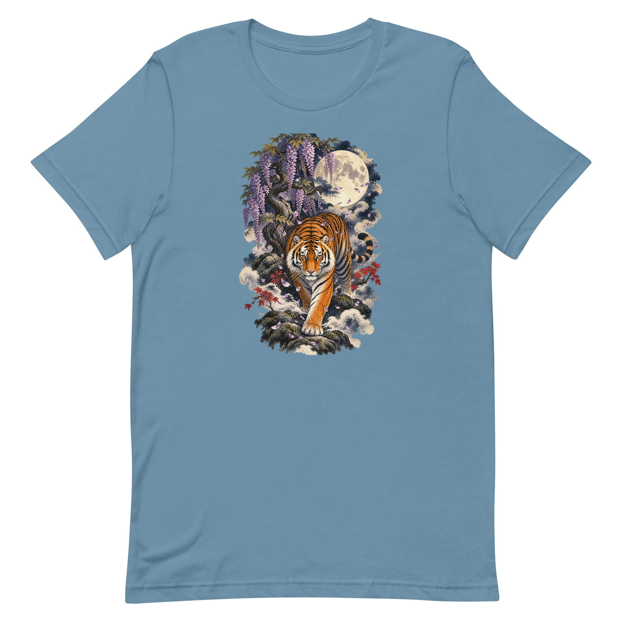 Japanese Tiger Wisteria Full Moon Art, Japanese Art Tee, Mythology Gift - Image 61
