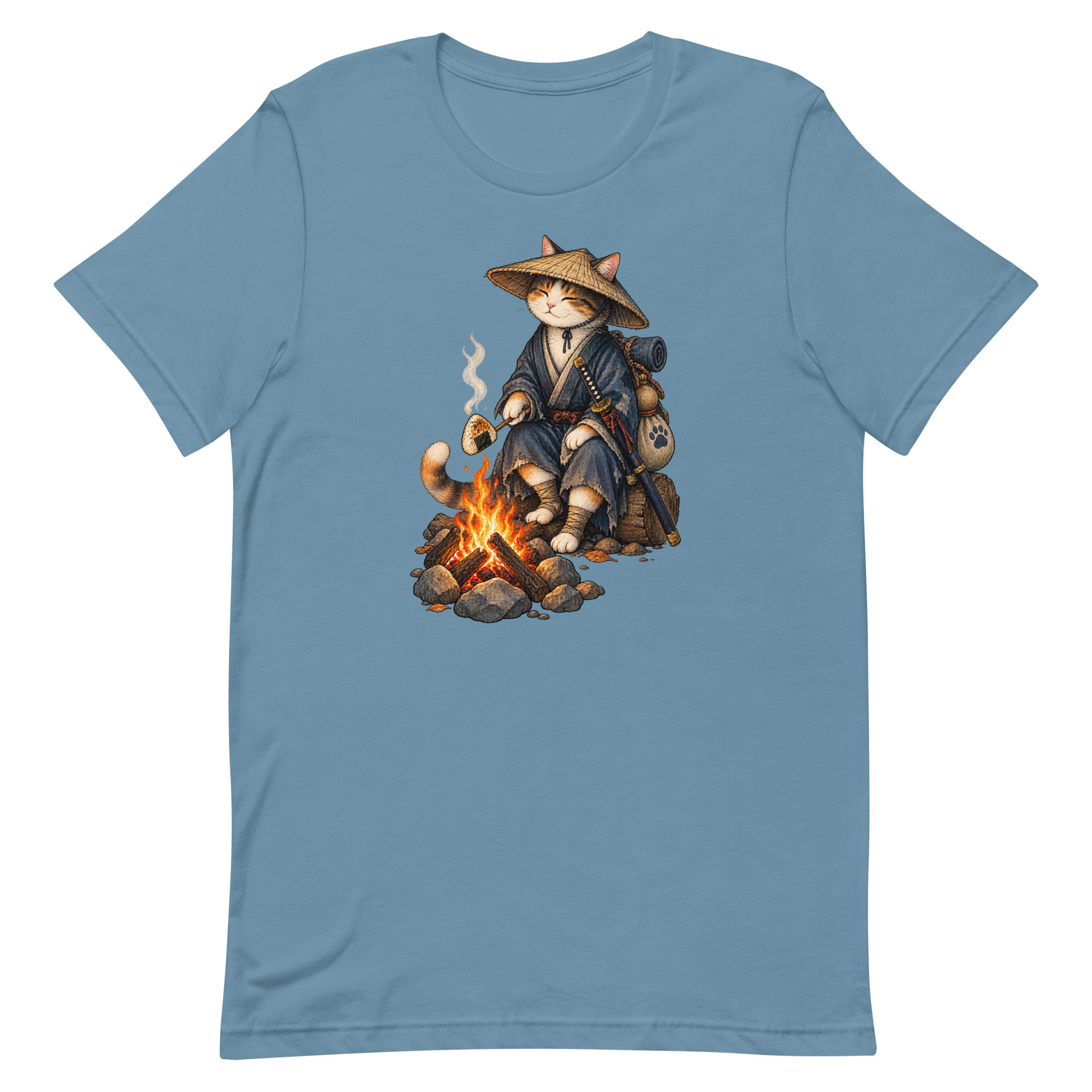 Samurai Cat Onigiri Campfire Japanese Art, Japanese Art Tee, Mythology Gift - Image 63