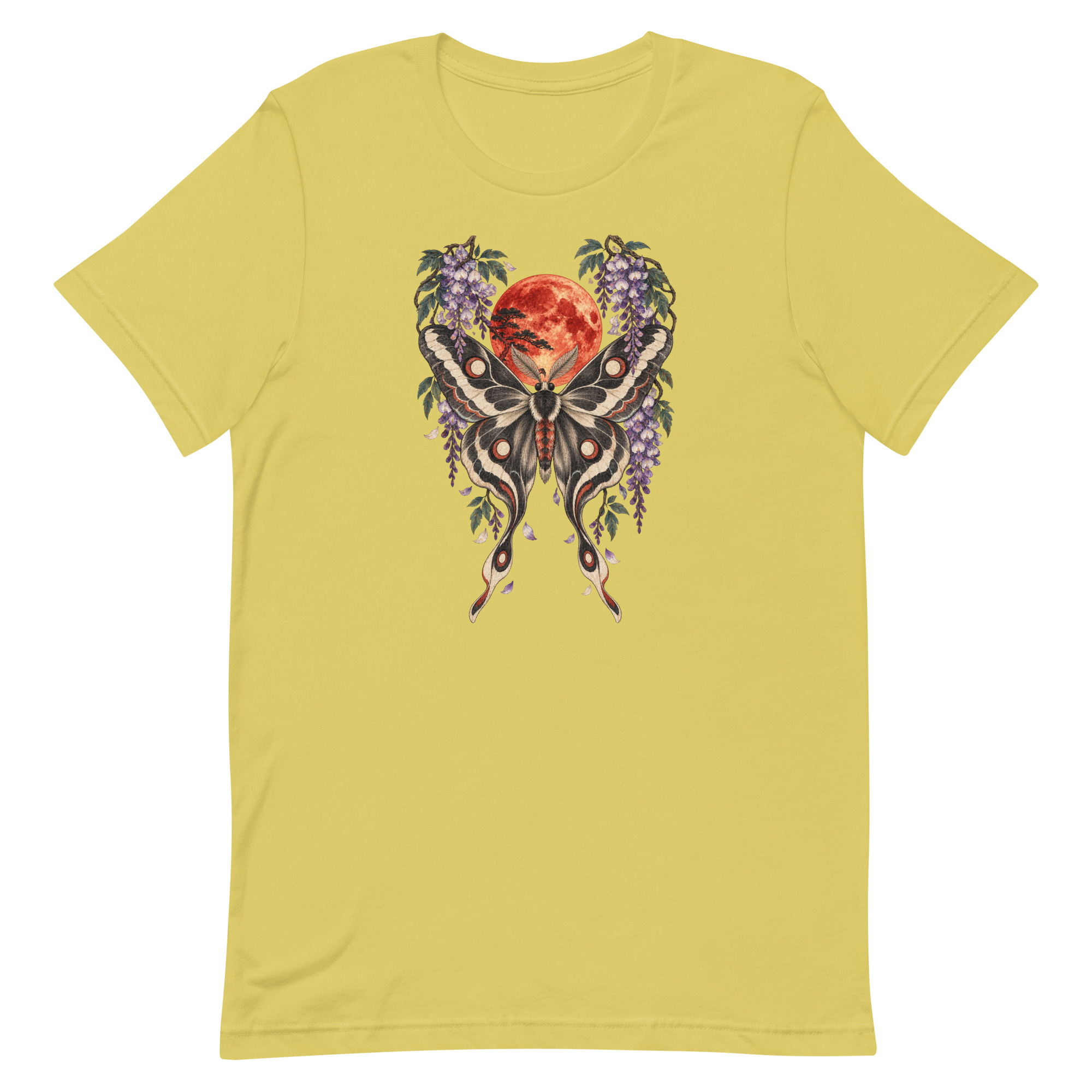 Japanese Moth Red Moon Wisteria Ukiyo-e Art T-Shirt - Image 64
