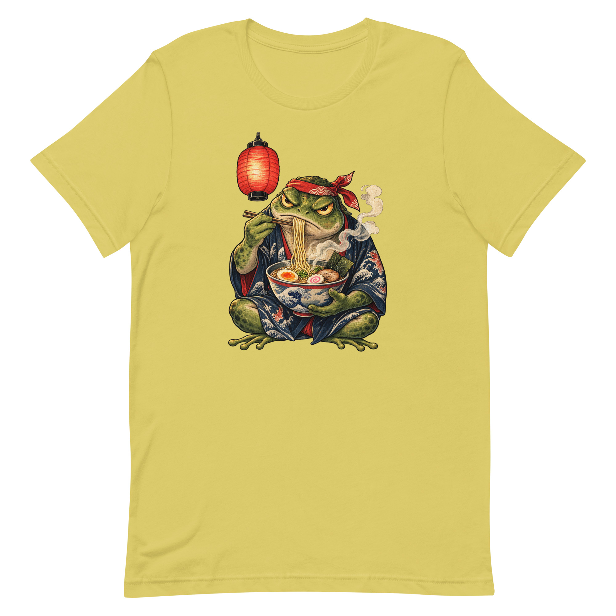 Grumpy Frog Ramen Lantern Japanese Ink Art T-Shirt - Image 64