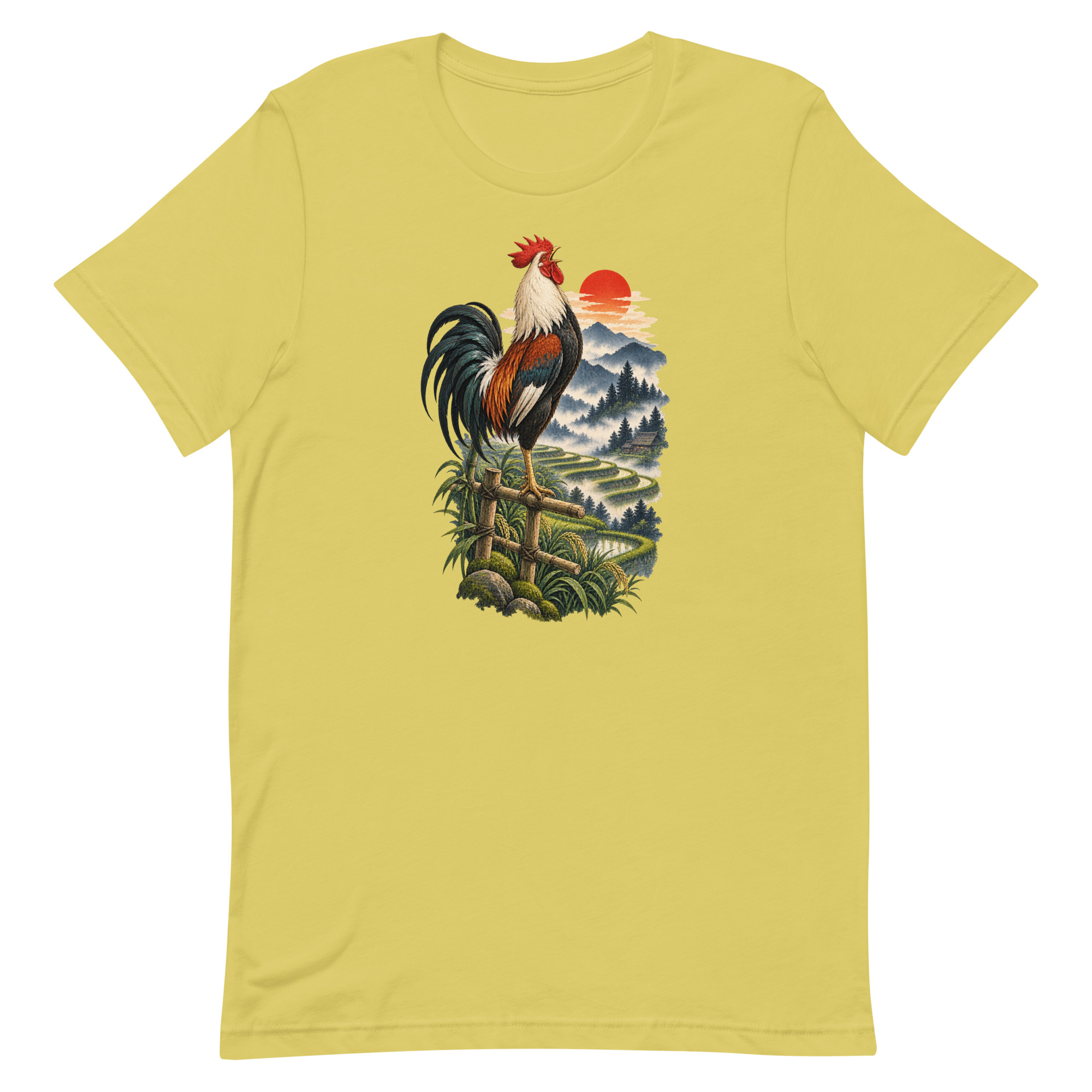Japanese Rooster Rice Terrace Sunrise Art, Japanese Art Tee, Mythology Gift - Image 62