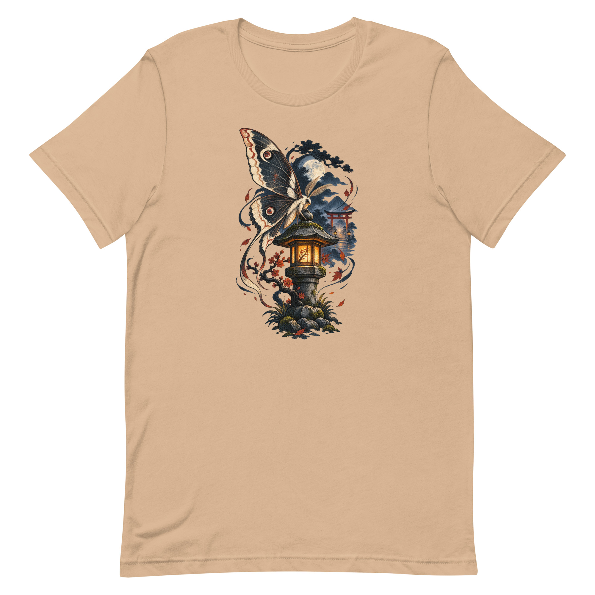 Japanese Moth Lantern Shrine Night Yokai Art T-Shirt - Image 63