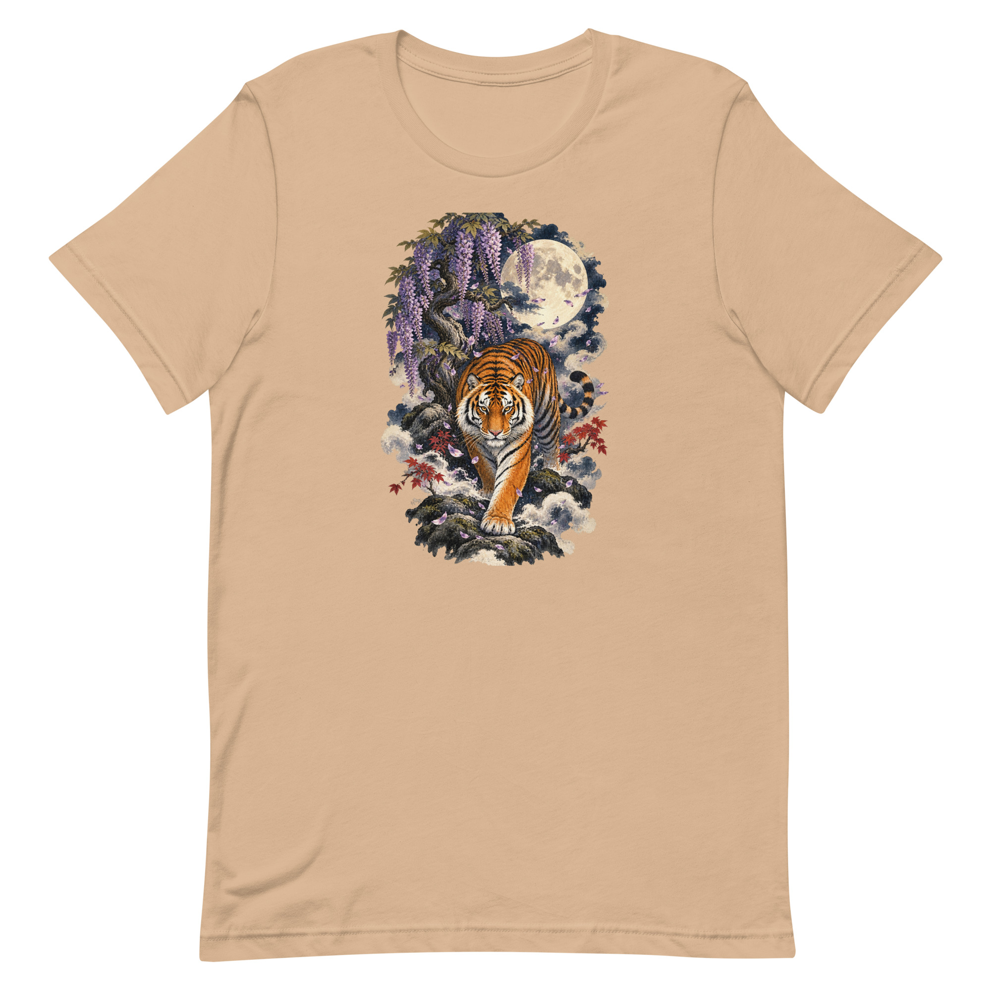 Japanese Tiger Wisteria Full Moon Art, Japanese Art Tee, Mythology Gift - Image 63