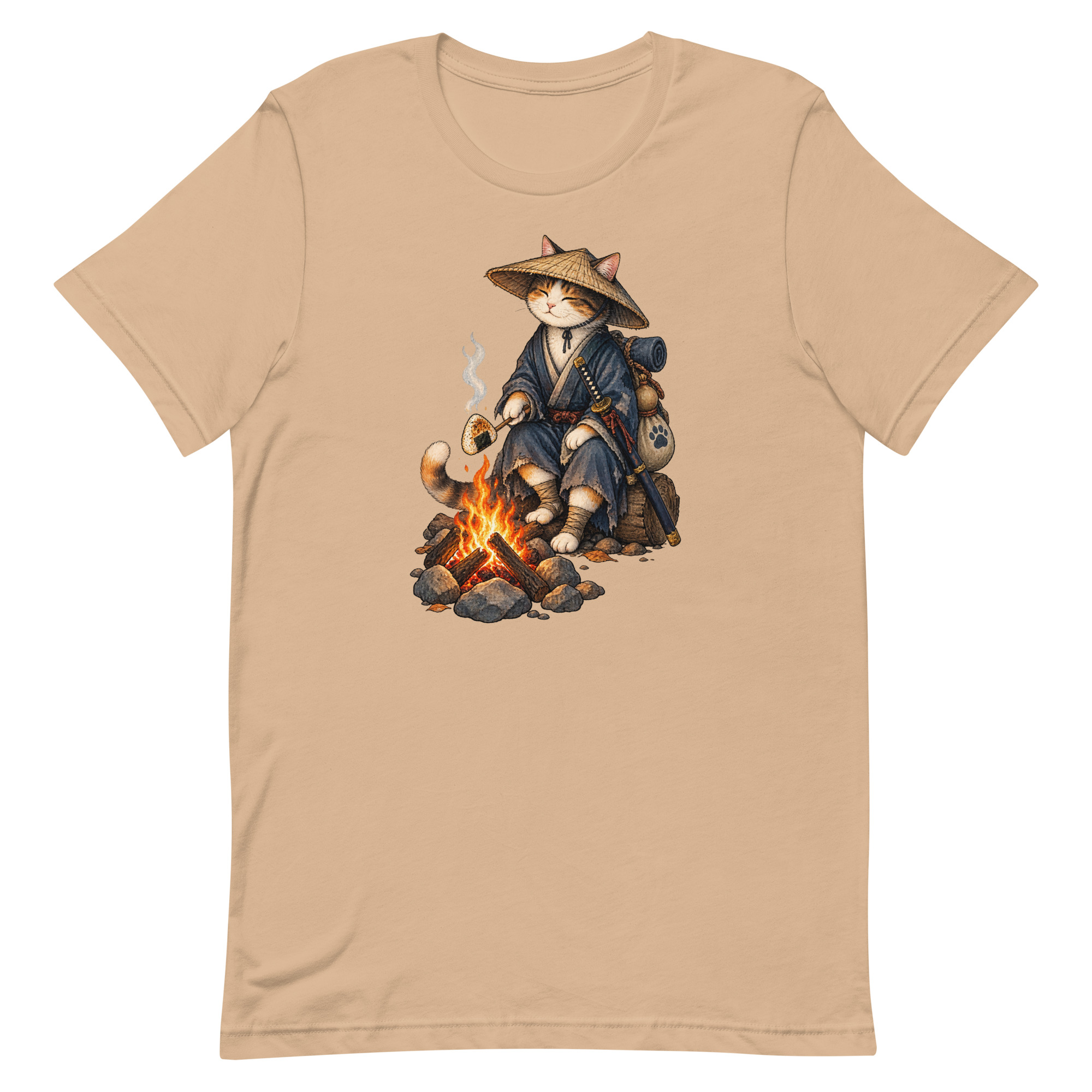 Samurai Cat Onigiri Campfire Japanese Art, Japanese Art Tee, Mythology Gift - Image 65