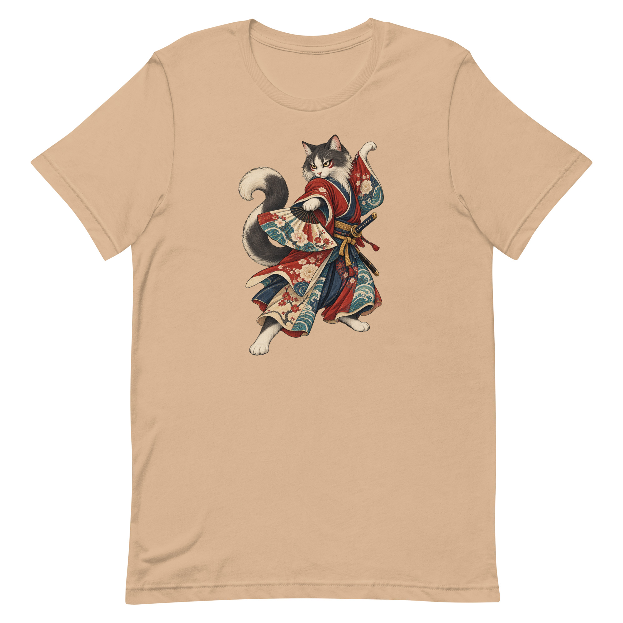 Samurai Cat Kabuki Fan Japanese Warrior Art, Japanese Art Tee, Mythology Gift - Image 65