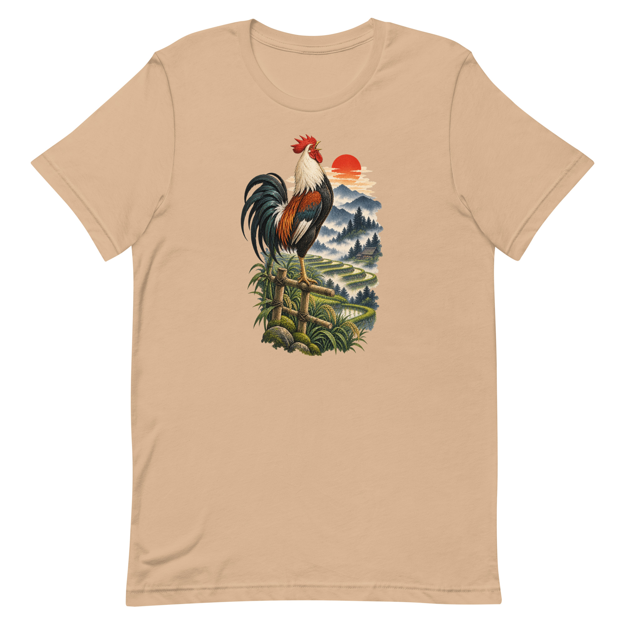Japanese Rooster Rice Terrace Sunrise Art, Japanese Art Tee, Mythology Gift - Image 63