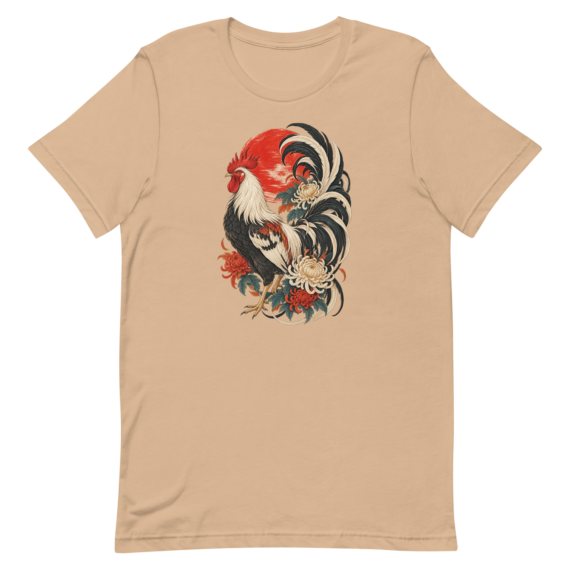 Japanese Rooster Red Sun Chrysanthemum Art, Japanese Art Tee, Mythology Gift - Image 63