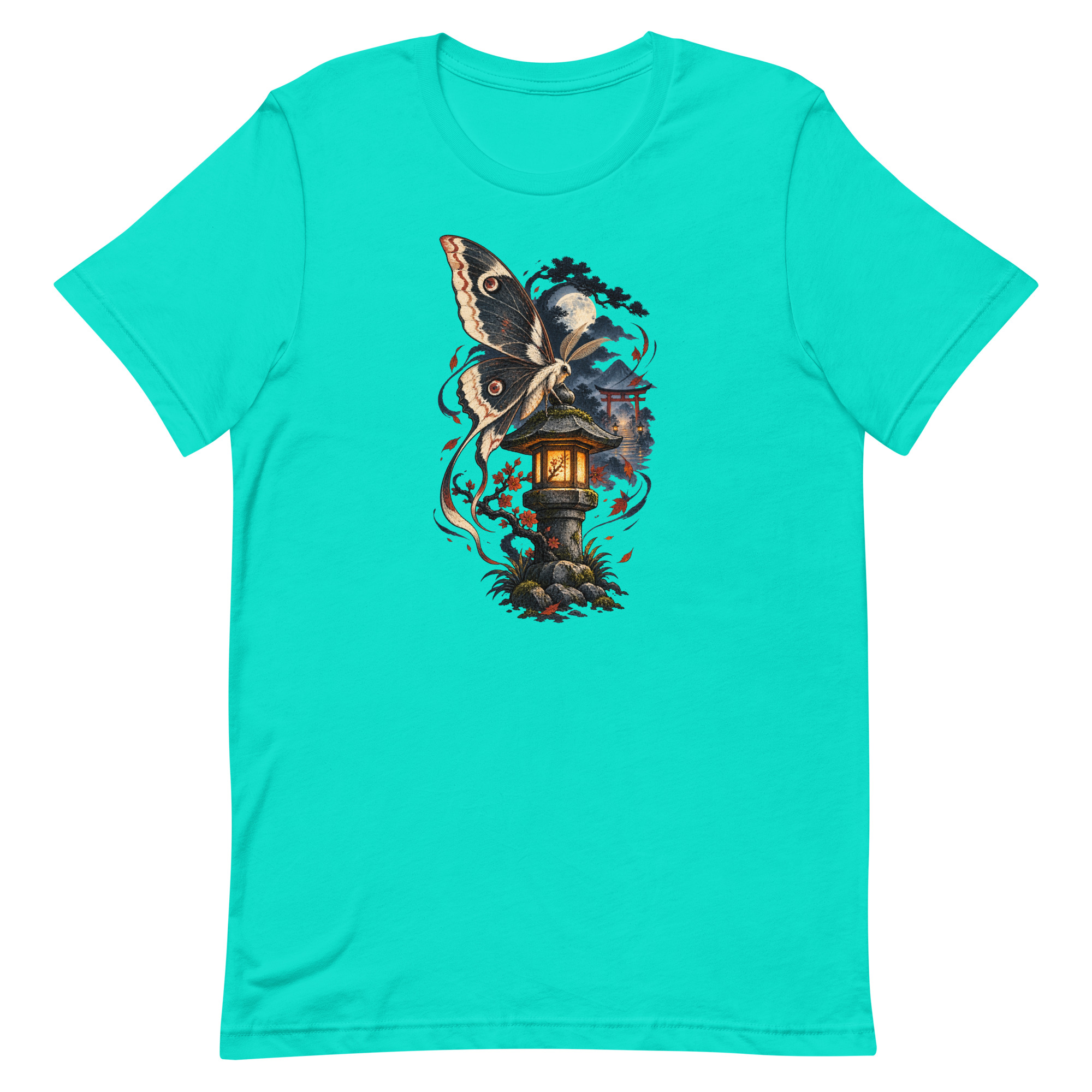Japanese Moth Lantern Shrine Night Yokai Art T-Shirt - Image 83