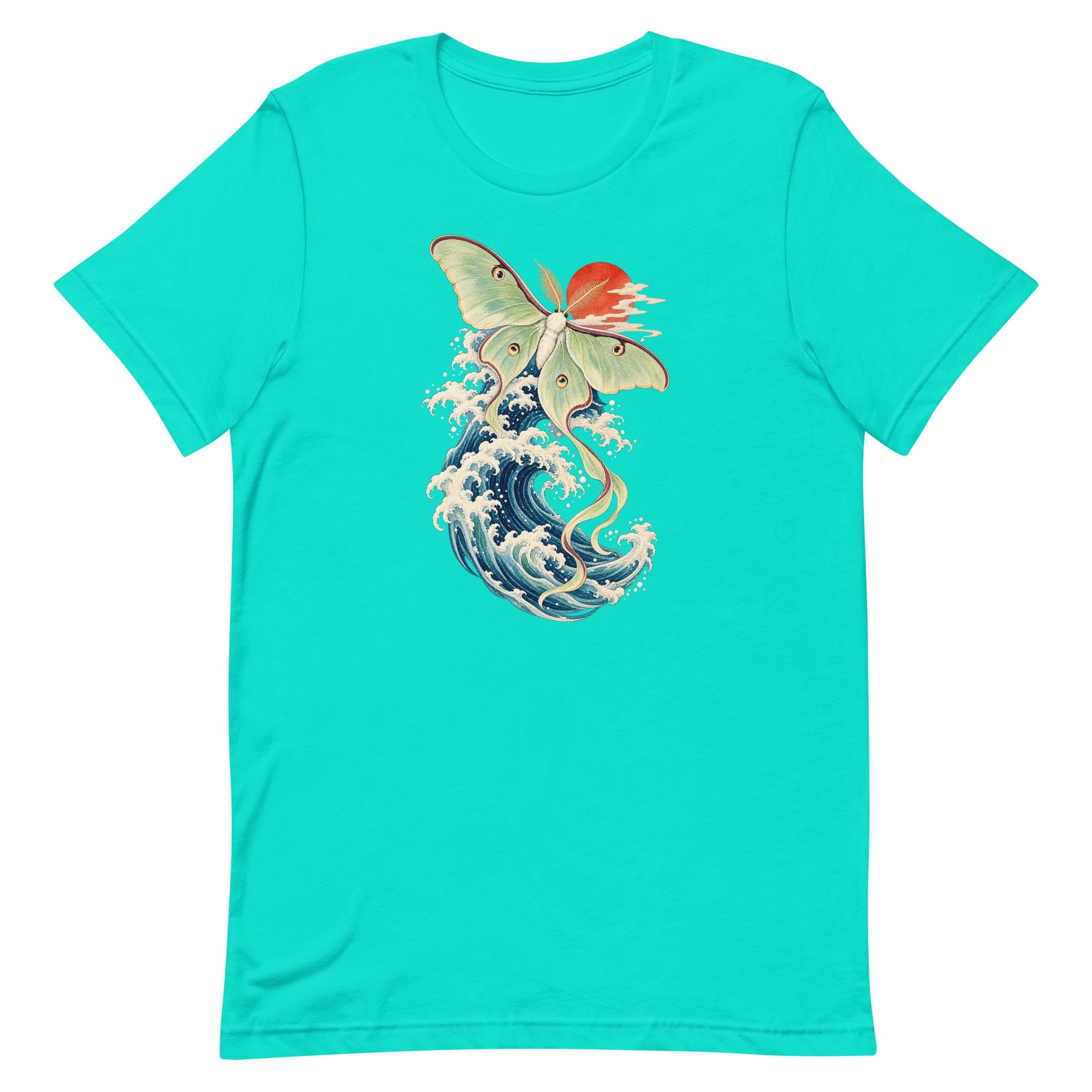 Luna Moth Great Wave Japanese Ukiyo-e Art T-Shirt - Image 83