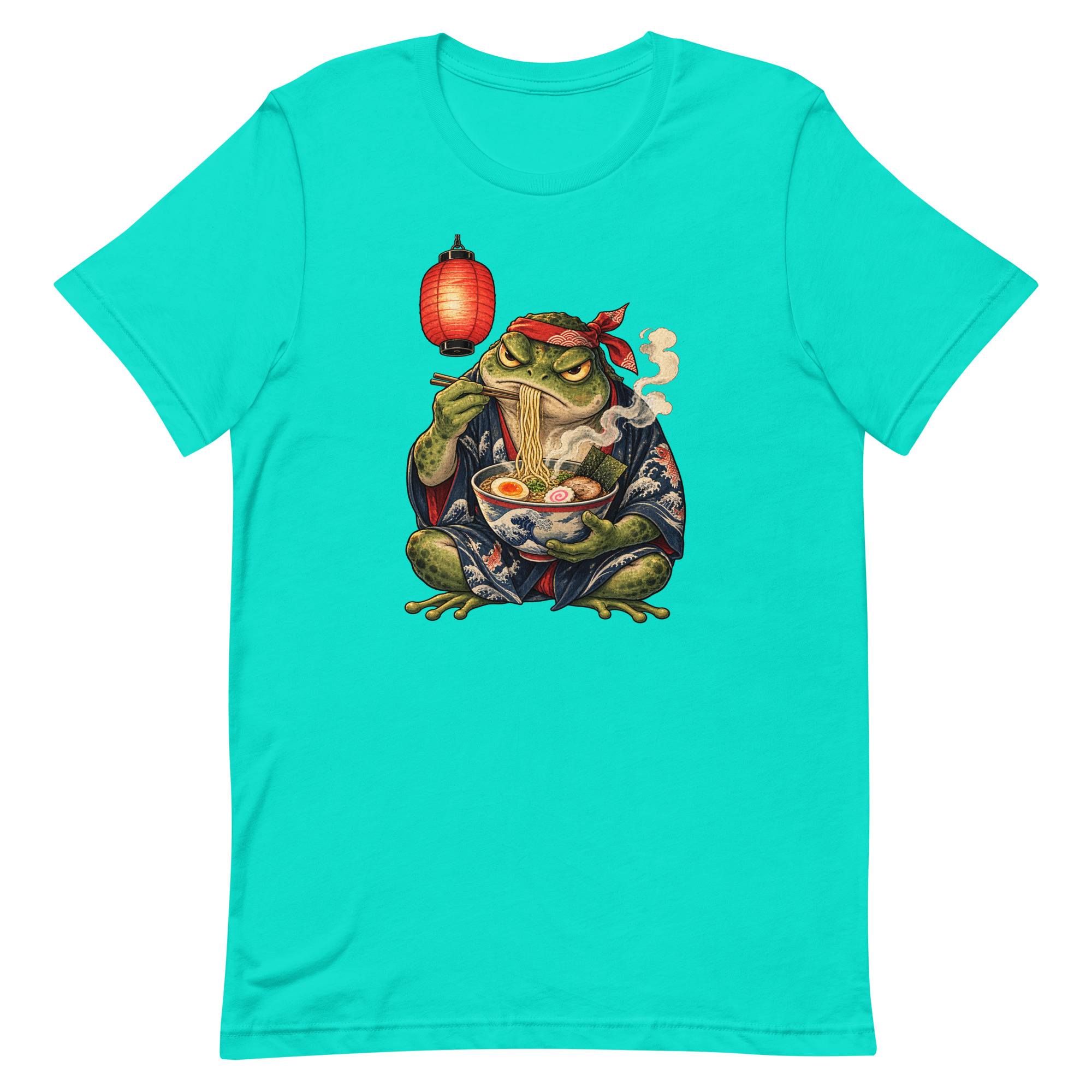 Grumpy Frog Ramen Lantern Japanese Ink Art T-Shirt - Image 85