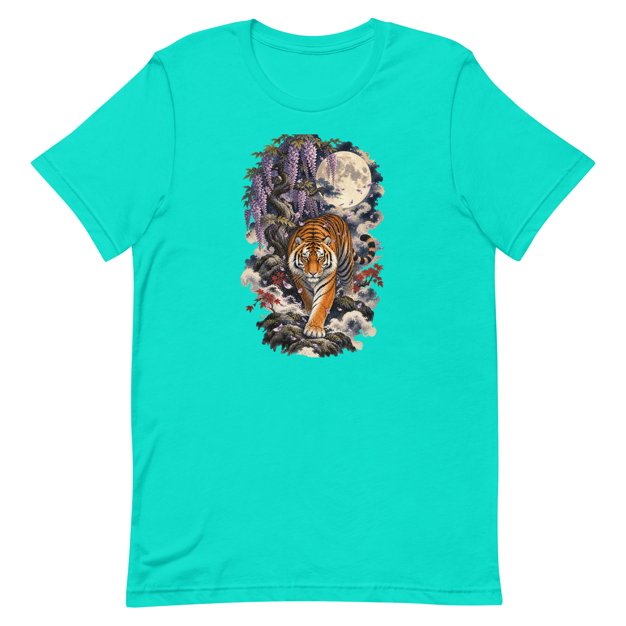 Japanese Tiger Wisteria Full Moon Art, Japanese Art Tee, Mythology Gift - Image 83