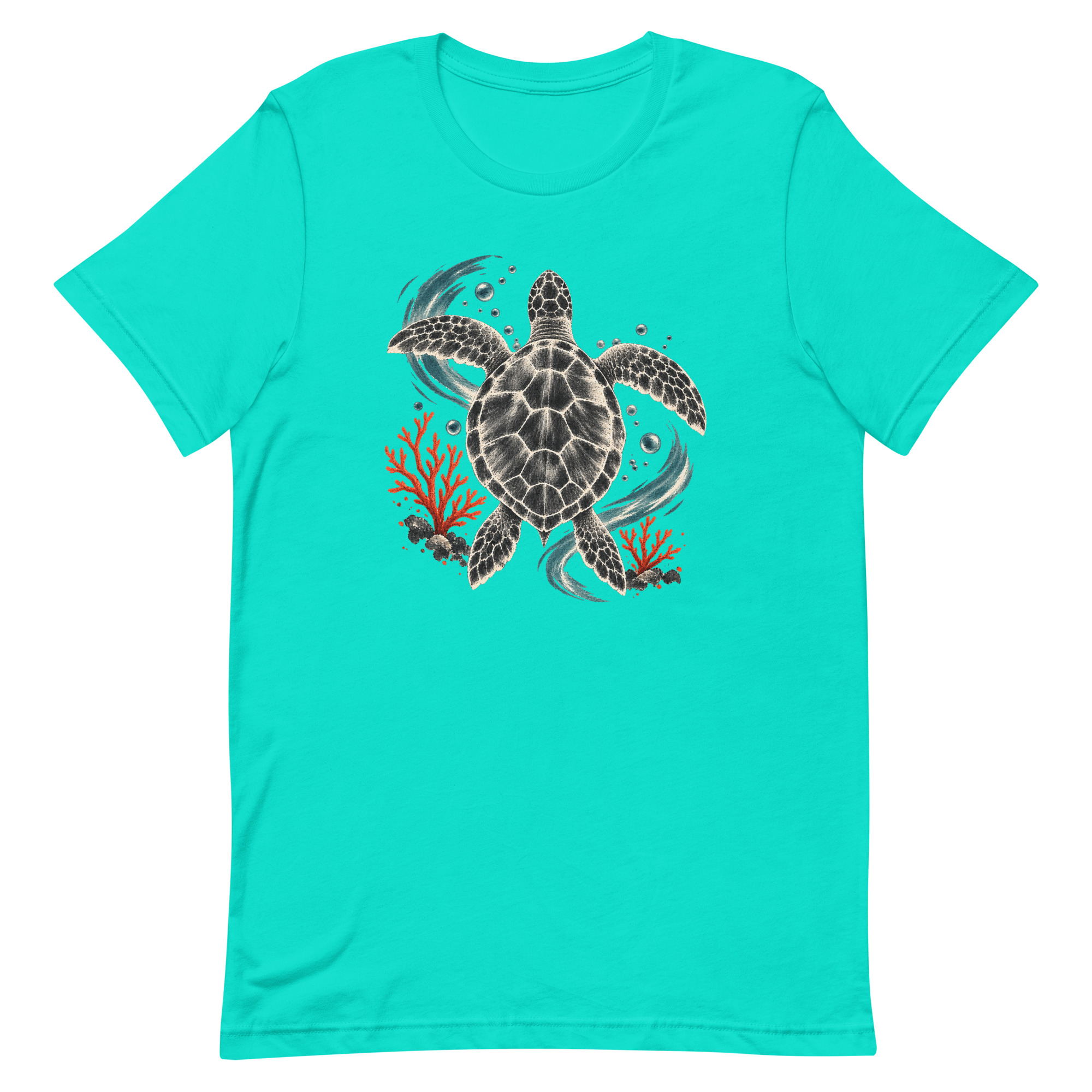Gyotaku Sea Turtle Coral Japanese Print Art, Japanese Art Tee, Mythology Gift - Image 85