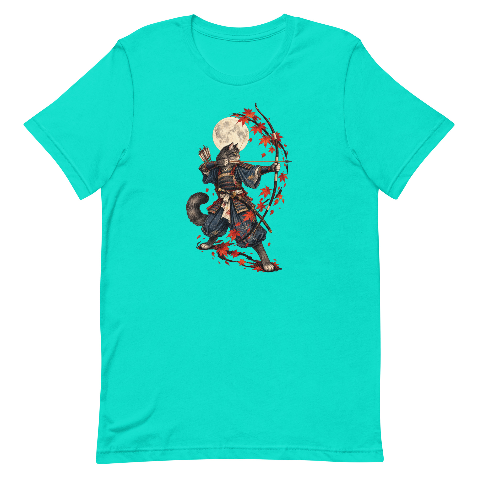 Samurai Cat Archer Maple Moon Japanese Art, Japanese Art Tee, Mythology Gift - Image 85