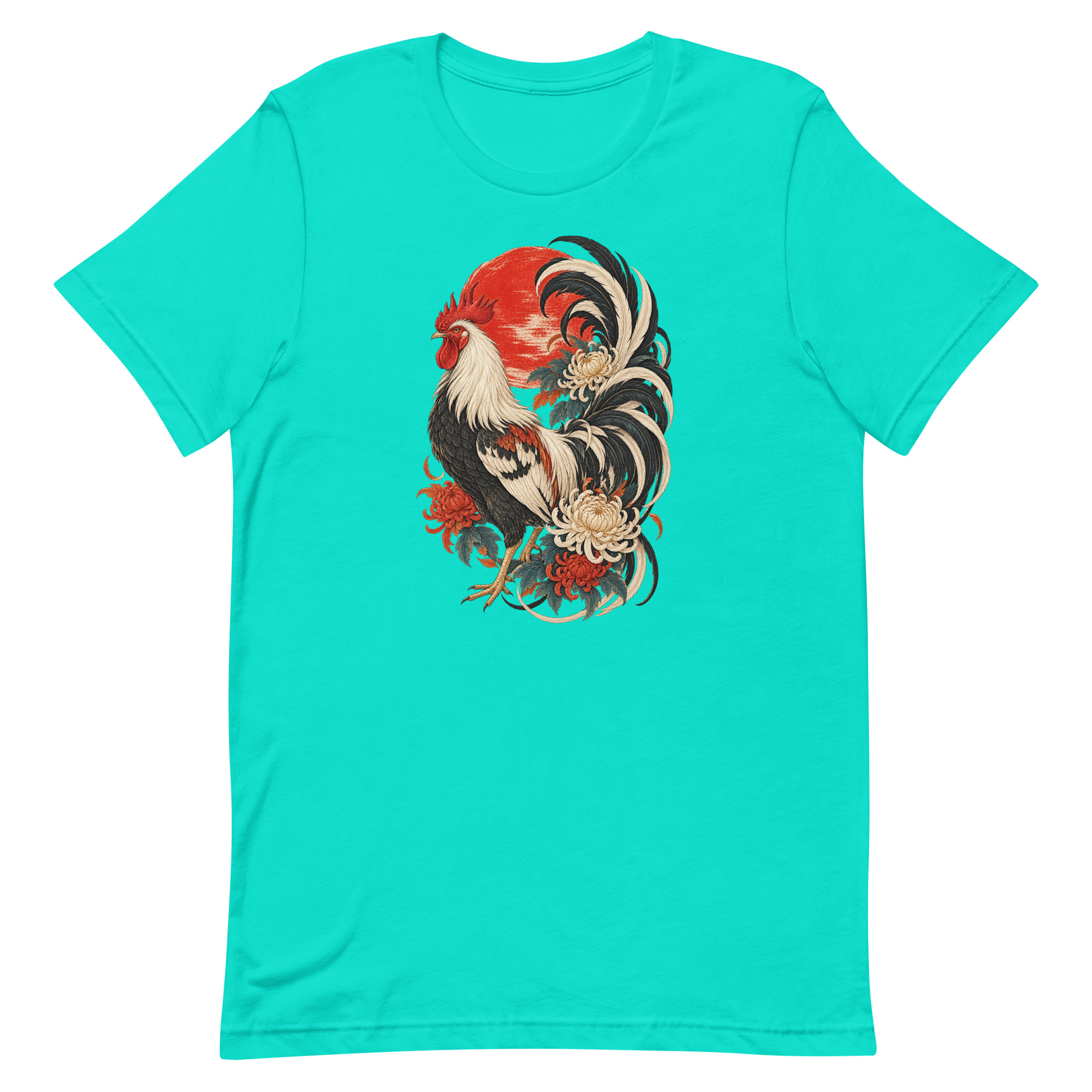Japanese Rooster Red Sun Chrysanthemum Art, Japanese Art Tee, Mythology Gift - Image 83
